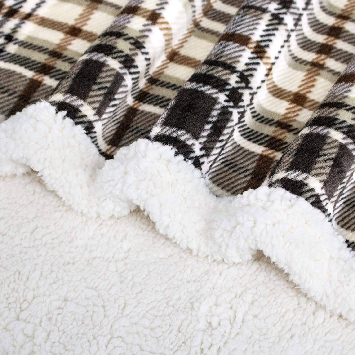 Alt View 4. Refined Abode Design - Sherpa Plaid Throw Blanket X fuzzy Fluffy Cozy Soft Fleece Flannel Plush Size Microfiber For Couch Bed Sofa - Checkered Red.