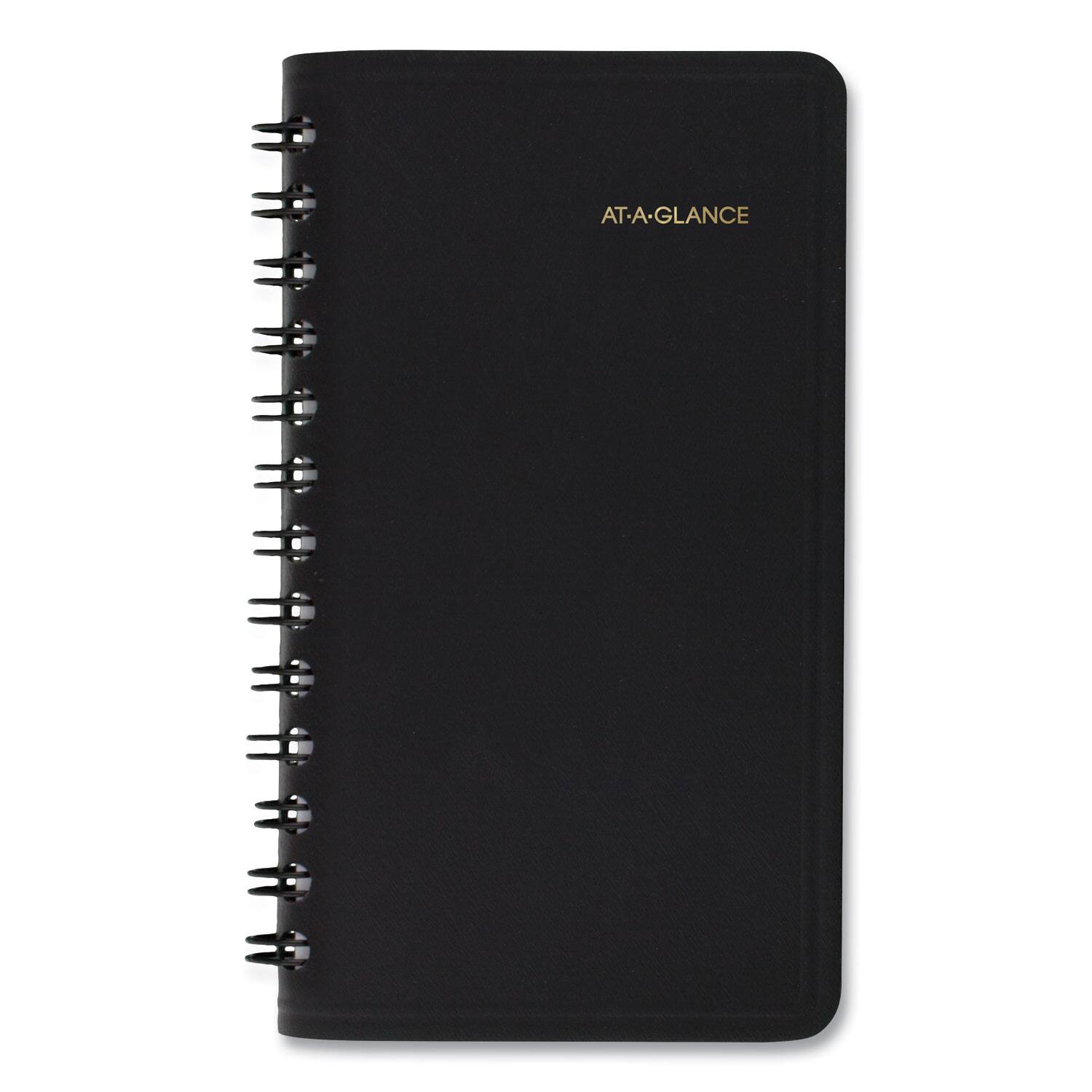 Left. AT-A-GLANCE - Weekly Planner 4.5 x 2.5 Black Cover 12 Month Jan to Dec 2026.