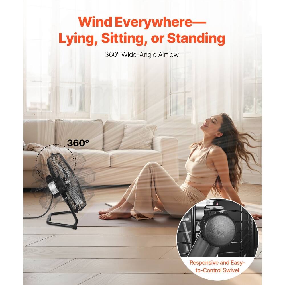 Wind Everywhere—Lying, Sitting, or Standing  
360° Wide-Angle Airflow  
360° Responsive and Easy-to-Control Swivel