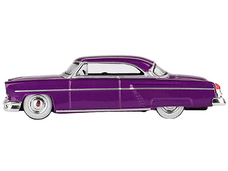 Angle. Mini GT - 1954 Lincoln Capri Hot Rod Purple Metallic Limited Edition to 3600 pieces Worldwide 1/64 Diecast Model Car by Mini GT - Purple Metallic.