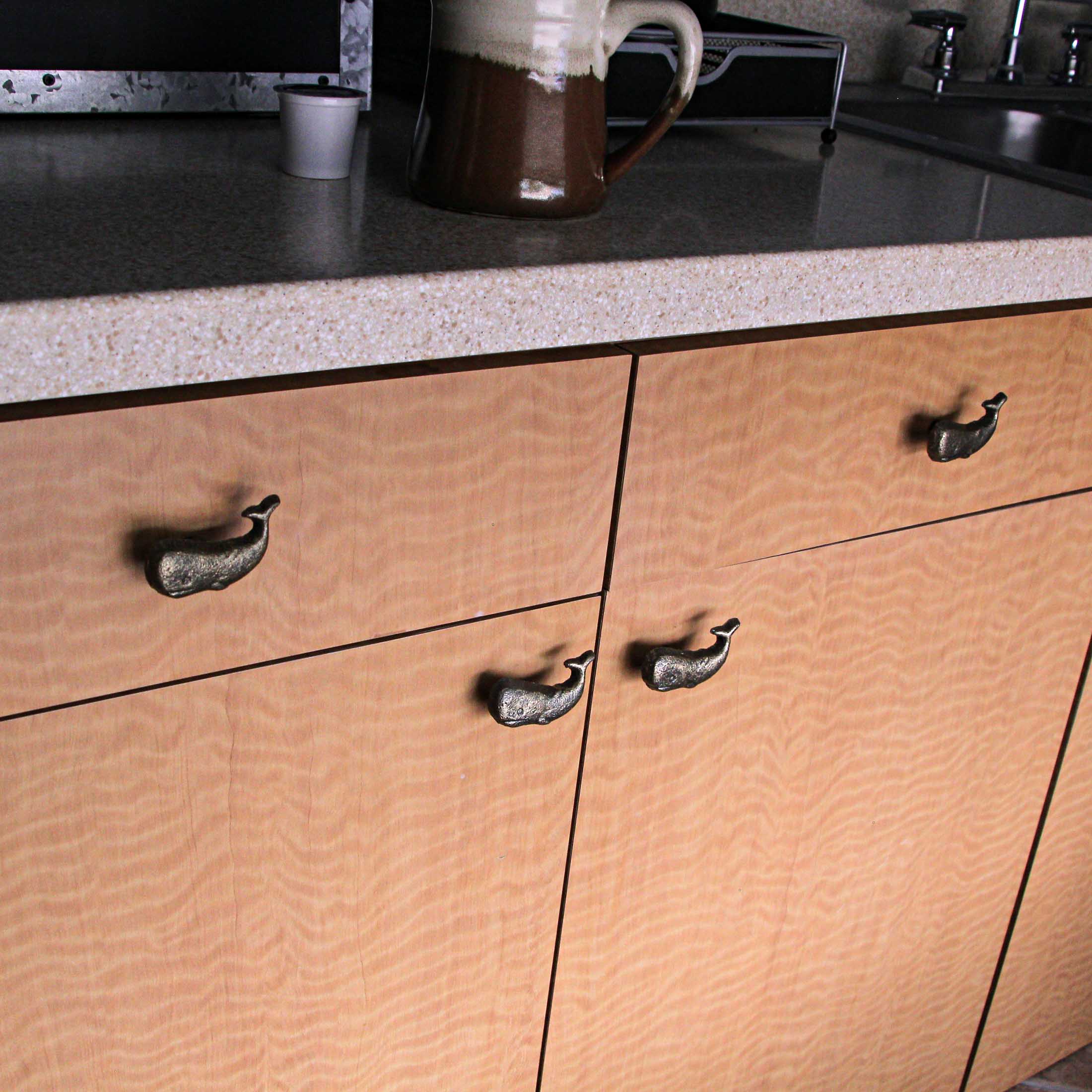 Alt View 3. Zeckos - Bronze Cast Iron Whale Drawer Pull Decorative Cabinet Knob Nautical Set/ 6 - Bronze.