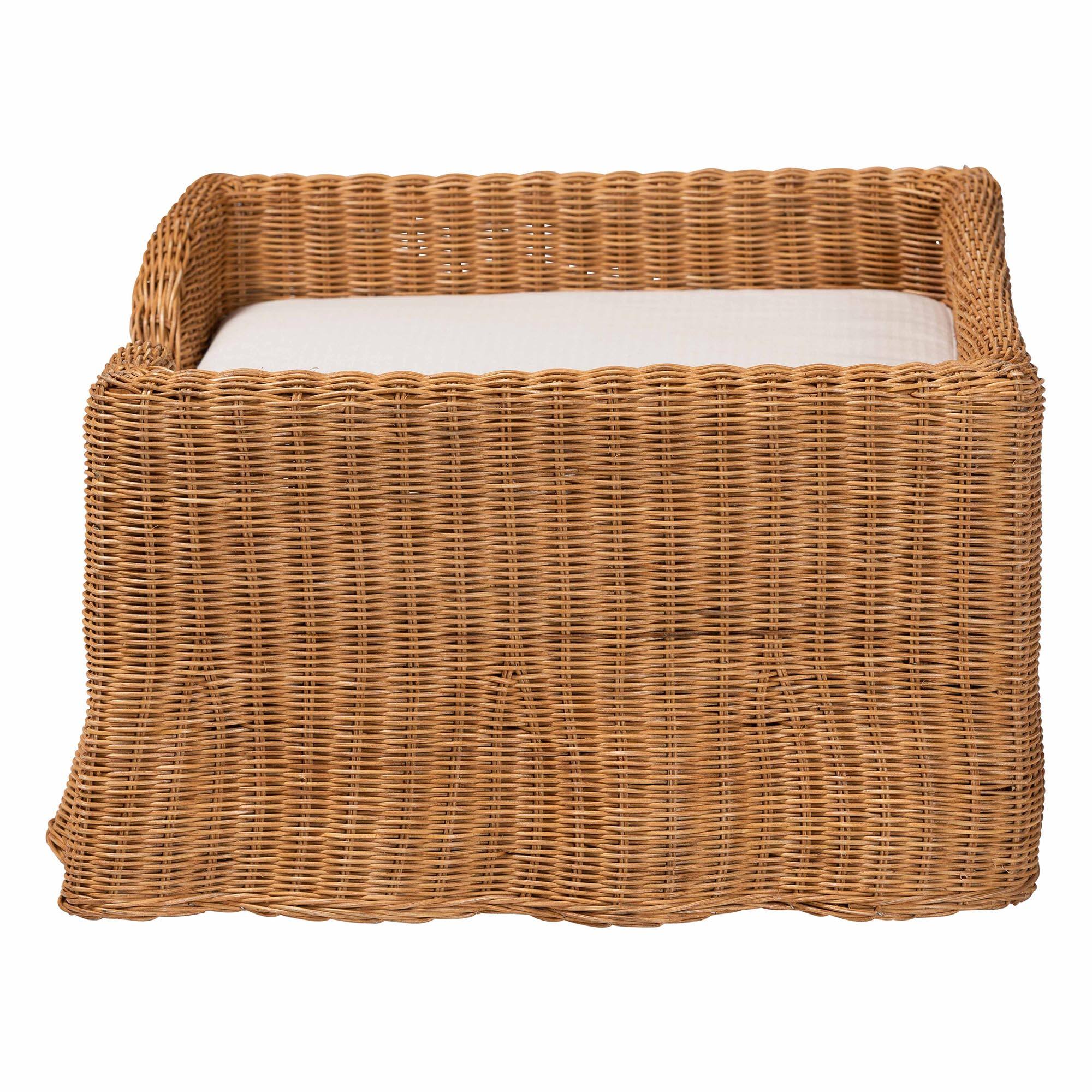 Left. bali & pari - Belita Natural Rattan Pet Bed - Handwoven Wicker Enclosed Lounge Bed for Dogs or Cats with Removable Cushion, 30.2" - Light Honey.