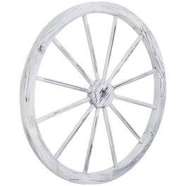 Sunnydaze - Wagon Wheel Indoor/Outdoor Statue - 29 in - White