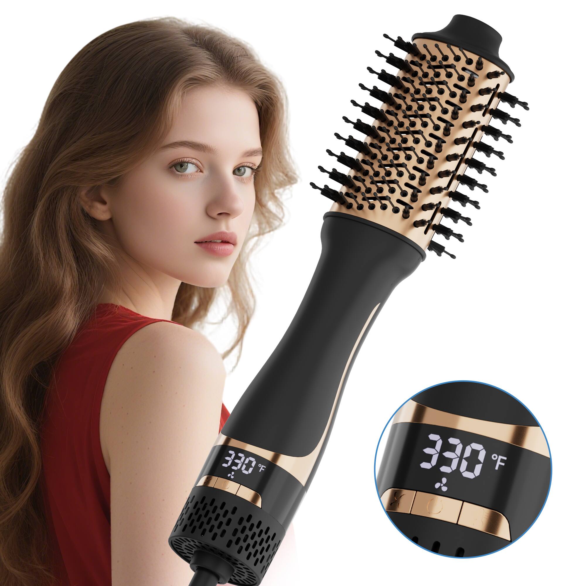 NICEBAY - Hair Dryer Brush Blow Dryer in One, Hair Dryer and Styler Volumizer with Negative Ion Anti-frizz Ceramic Titaniu - Black