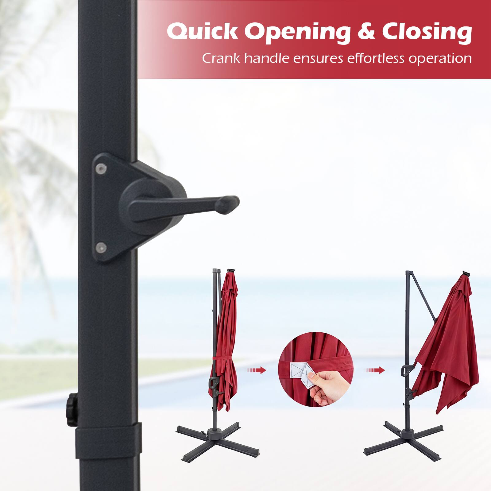 Quick Opening & Closing  
Crank handle ensures effortless operation