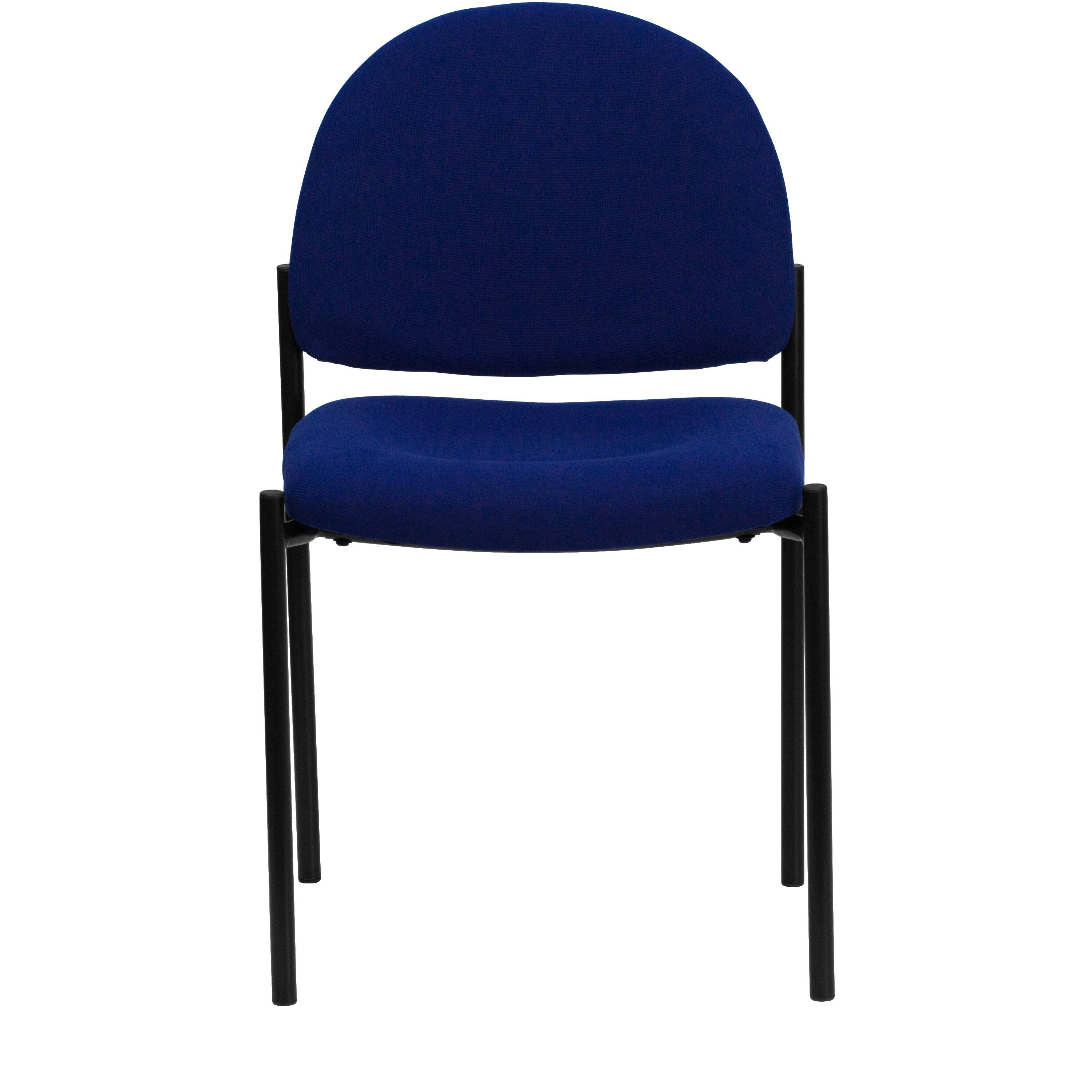 Alt View 4. Emma + Oliver - Comfort Stackable Steel Side Reception Chair - Navy Fabric.