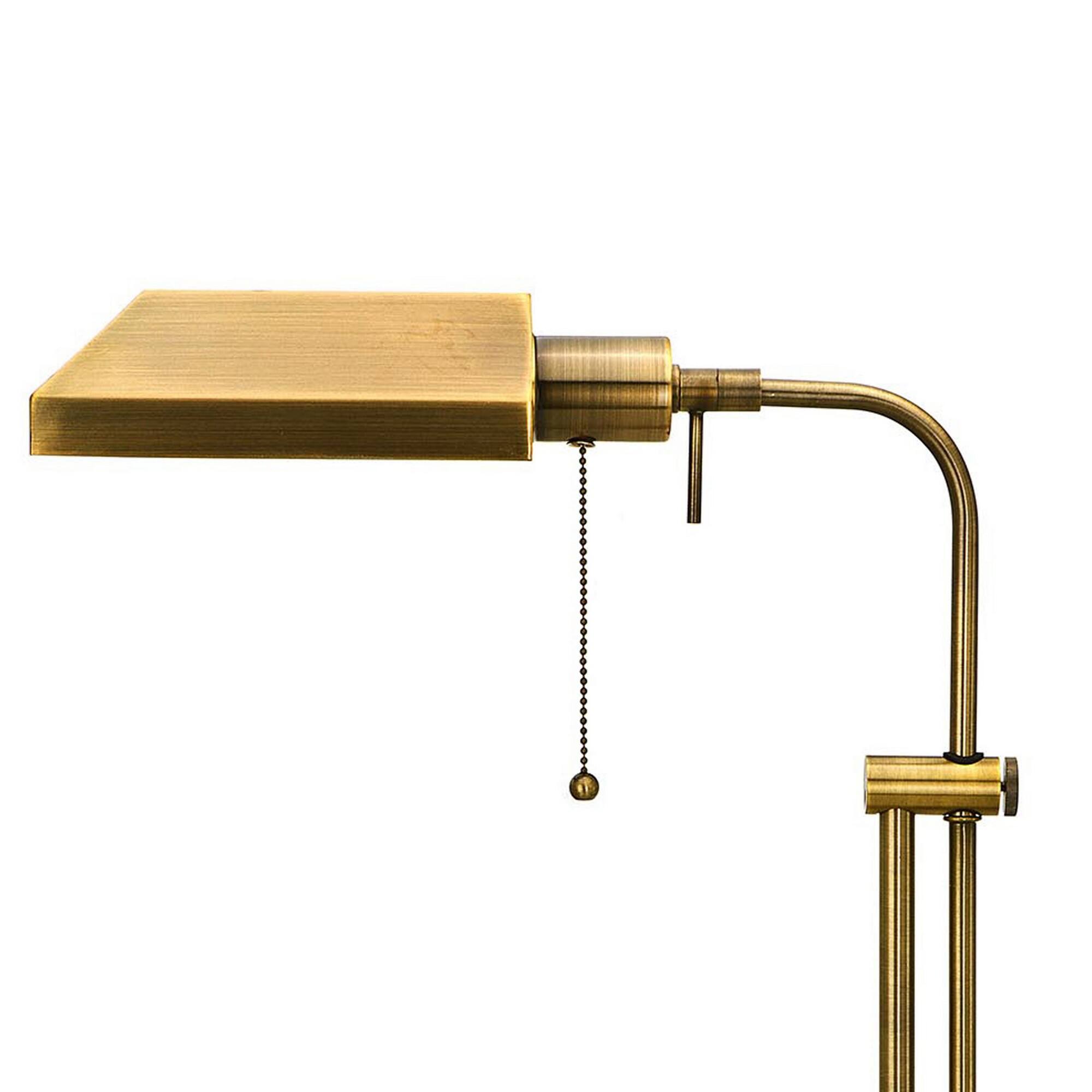 Angle. Manhattan Lane - Metal Rectangular Desk Lamp with Adjustable Pole - Gold.