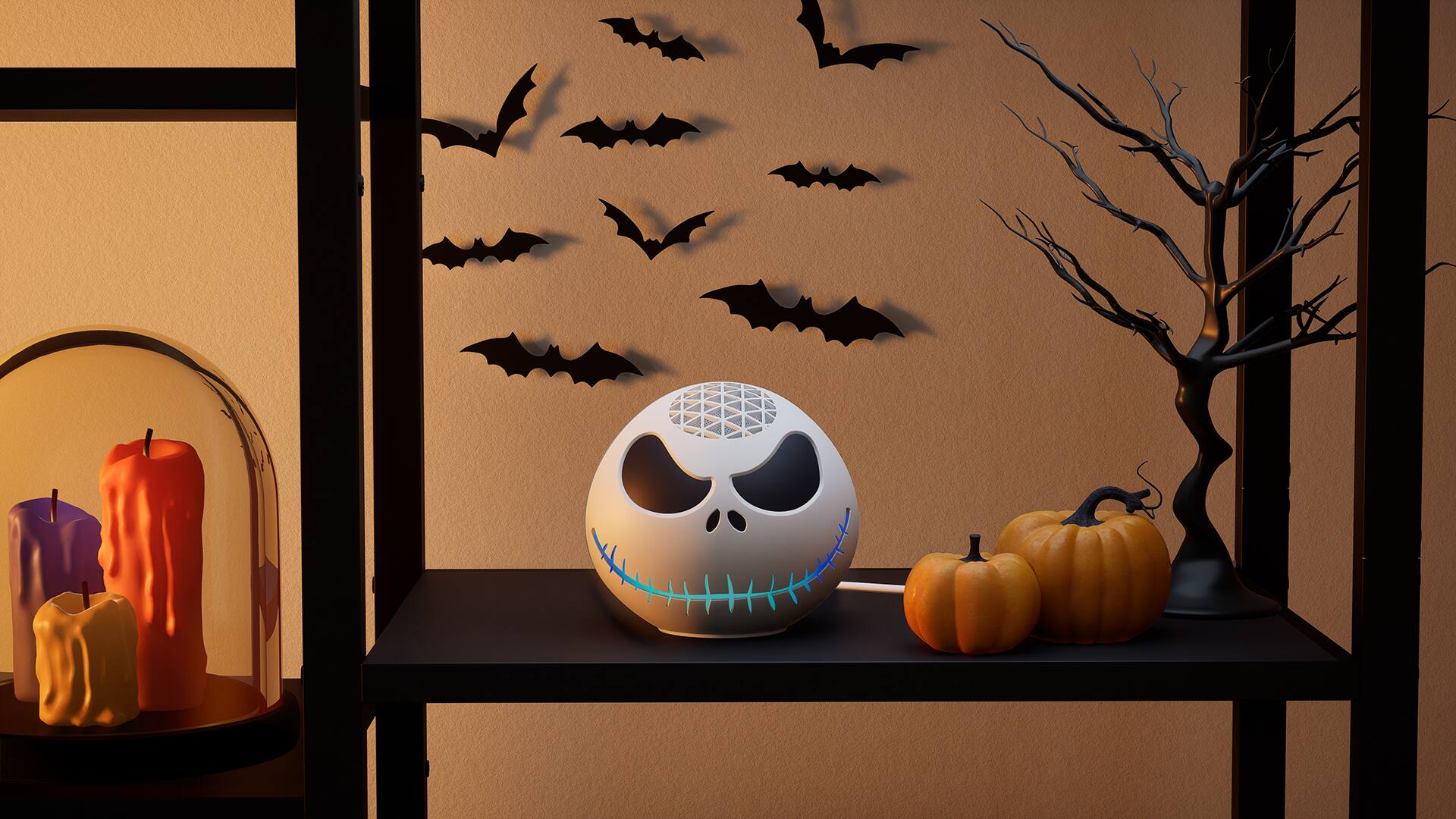 Alt View 1. Amazon - Disney Tim Burton’s The Nightmare Before Christmas Jack Skellington Shell for Amazon Echo Dot (4th & 5th Generations) - White.