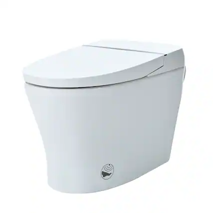 Front. Tiramisubest - Smart Toilet without Bidet,Compact Dual Flush Toilet with Adjustable Temp Heated Seat,Foot sensor,White Night Light - White.