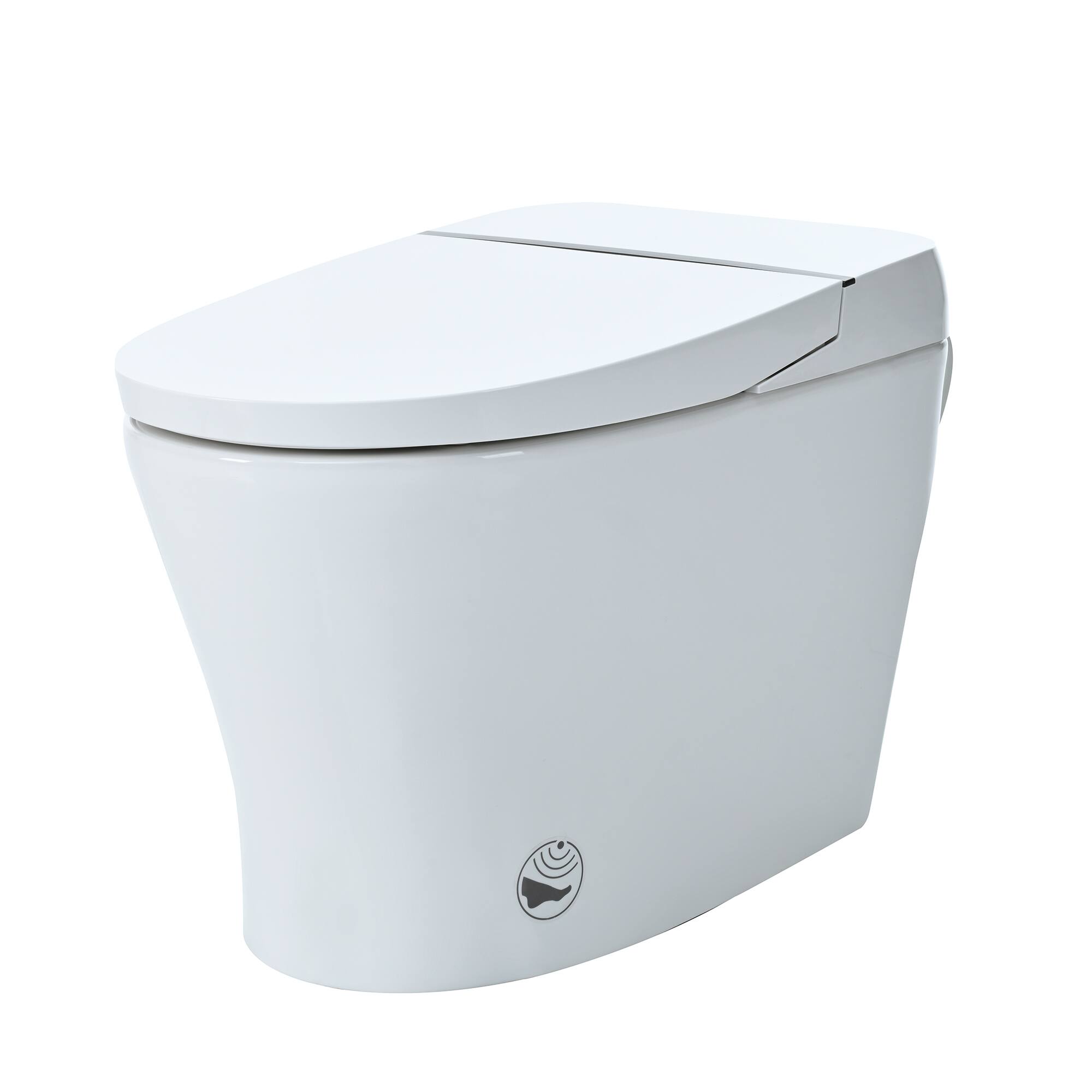 Front. Tiramisubest - Smart Toilet without Bidet,Compact Dual Flush Toilet with Adjustable Temp Heated Seat,Foot sensor,White Night Light - White.