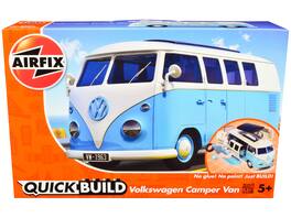 Skill 1 Model Kit Volkswagen Camper Van Snap Together Model by Airfix Quickbuild - Blue