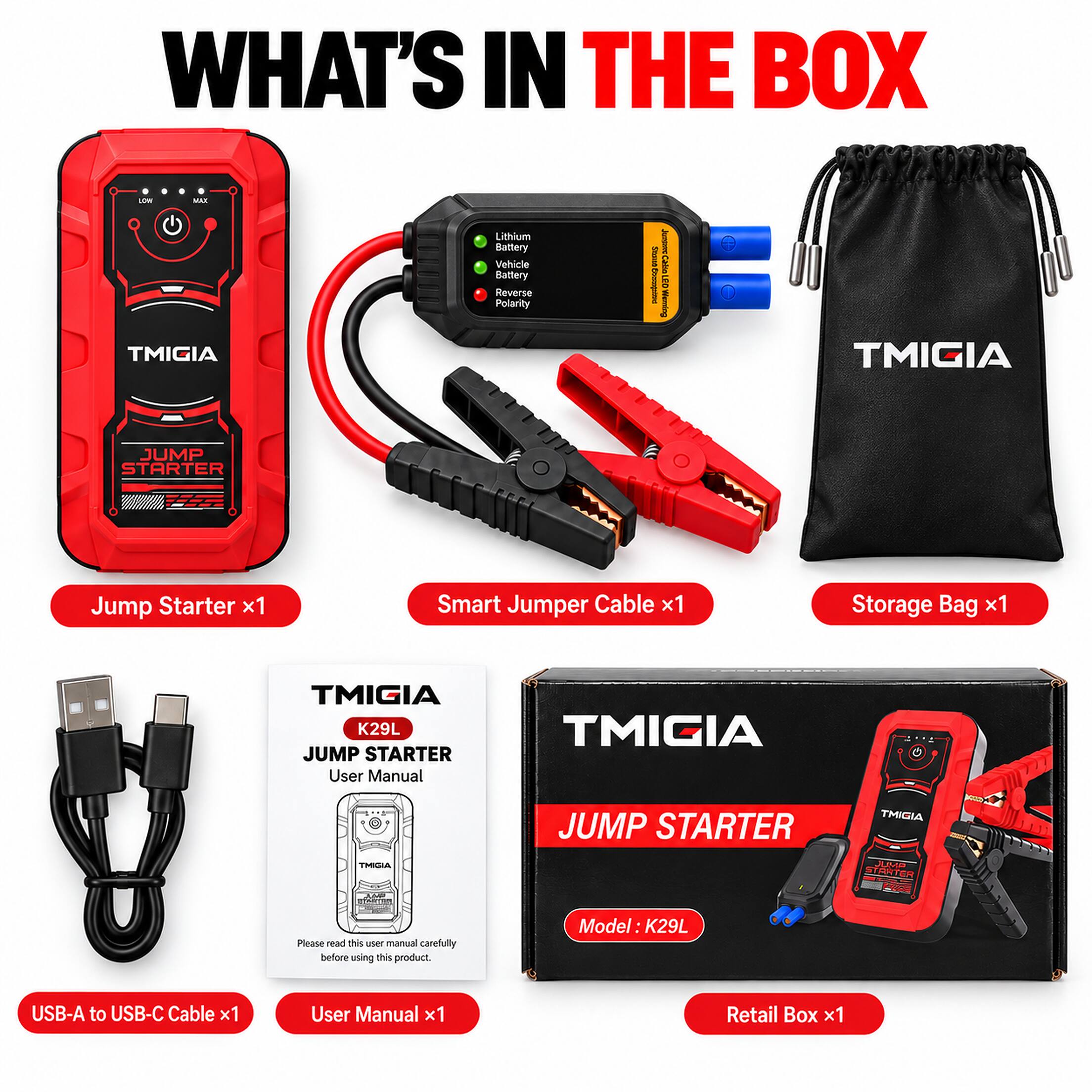 AMUMU 3 in 1 Portable Lithium Car Jump Starter 44.4Wh 12V Battery ...