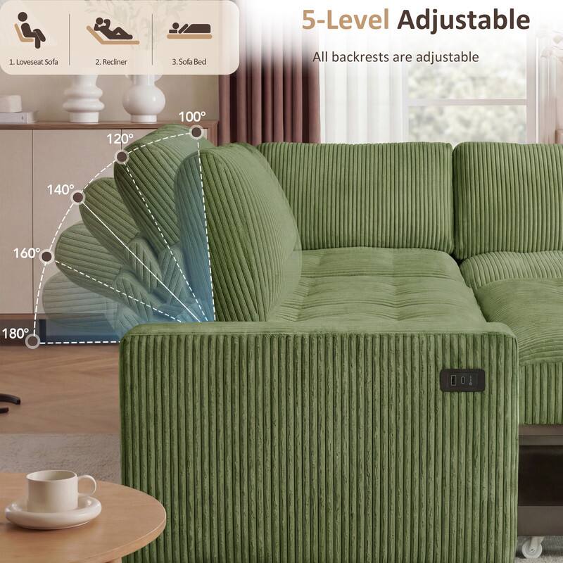 1. Loveseat Sofa  
2. Recliner  
3. Sofa Bed  

5-Level Adjustable  
All backrests are adjustable  
100° 120° 140° 160° 180°