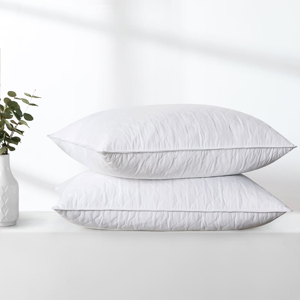 Peace Nest - Quilted Goose Feather Pillows 2 Pack - White