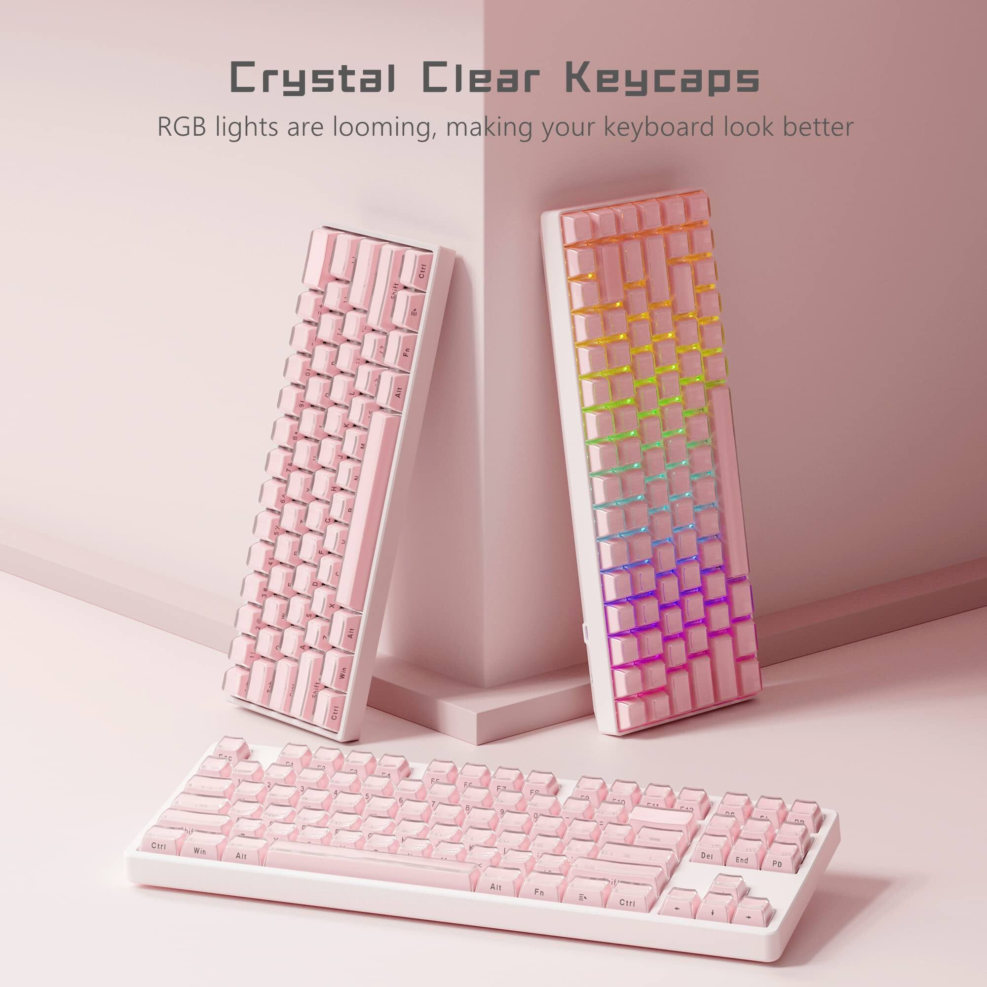 Crystal Clear Keycaps  
RGB lights are looming, making your keyboard look better