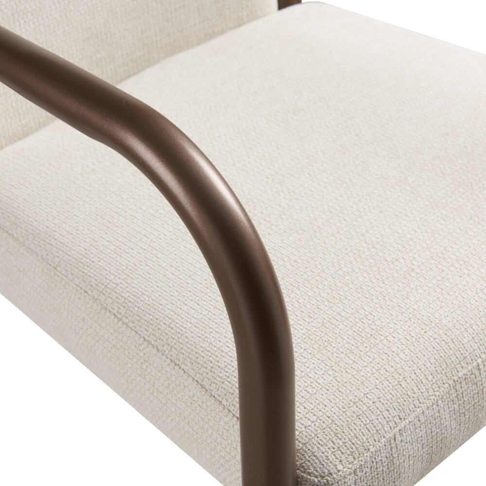 Alt View 6. Loheer - Loheer Modern Dining Arm Chairs Set of 2 Upholstered Iron Frame - White.