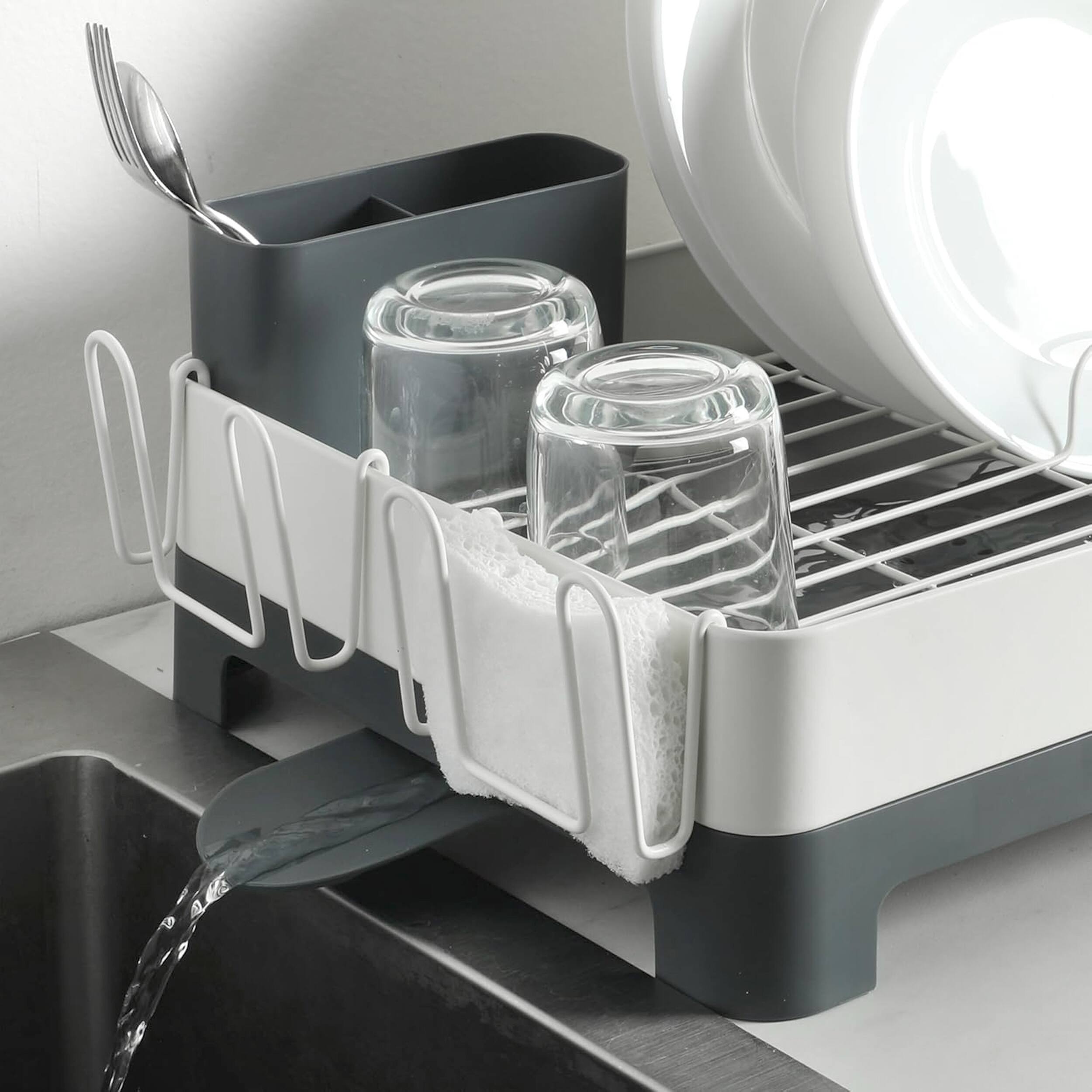 Left. Gibson - Gibson Home Nestcraft Galvanized Steel Dish Rack in White - White.