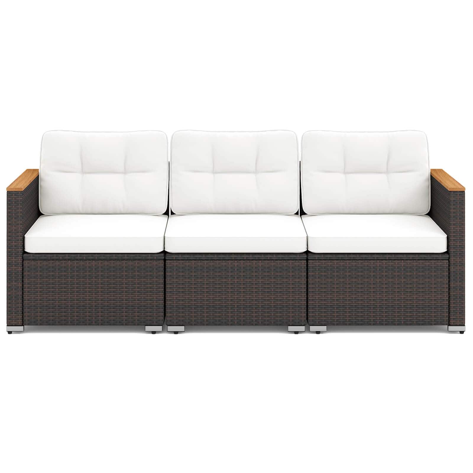 Costway - 3-Seat Patio Couch Sofa PE Rattan Wicker Outdoor Loveseat Furniture Set - Off-White price history on PriceWatchPro