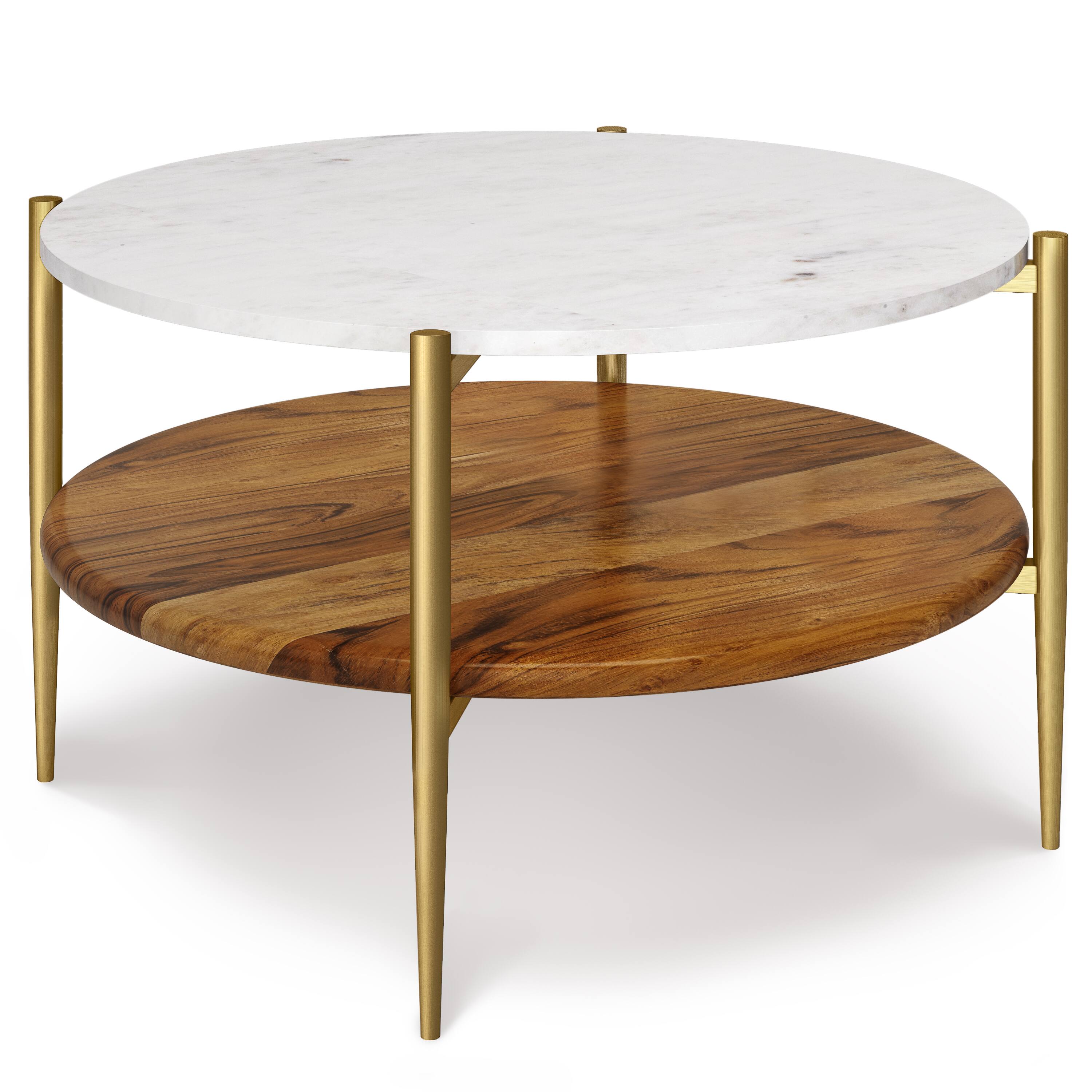 Alt View 1. Simpli Home - Wagner 30 inch Coffee Table with 18 inch End Tables (Set of 3) - White/Natural.