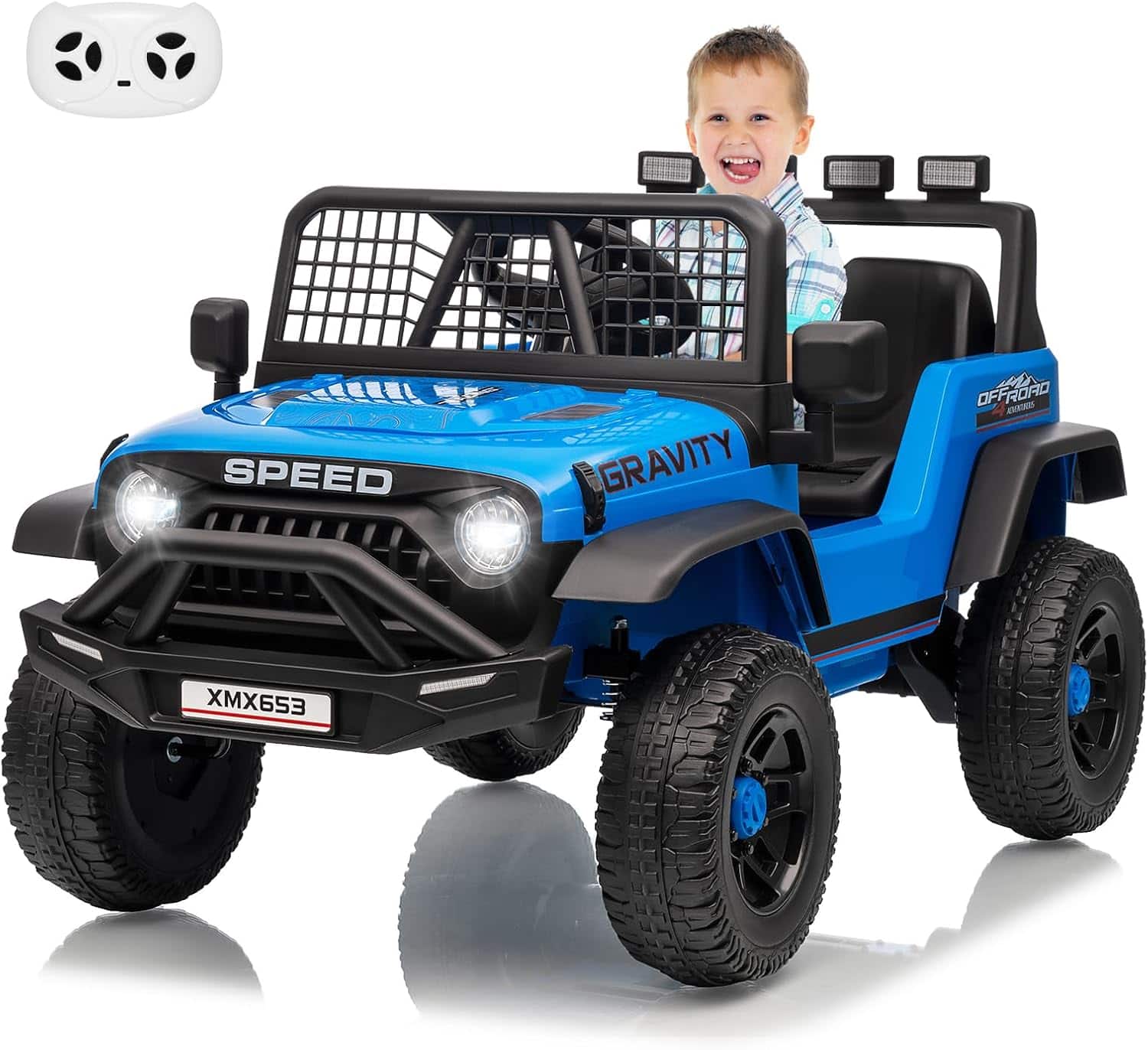 Electrodes Masters - 12V Kids Ride on Car Truck, Kids Electric Vehicles Car Ride on Toy Extra Wide Seat Legroom for Toddlers Remote Control - Blue