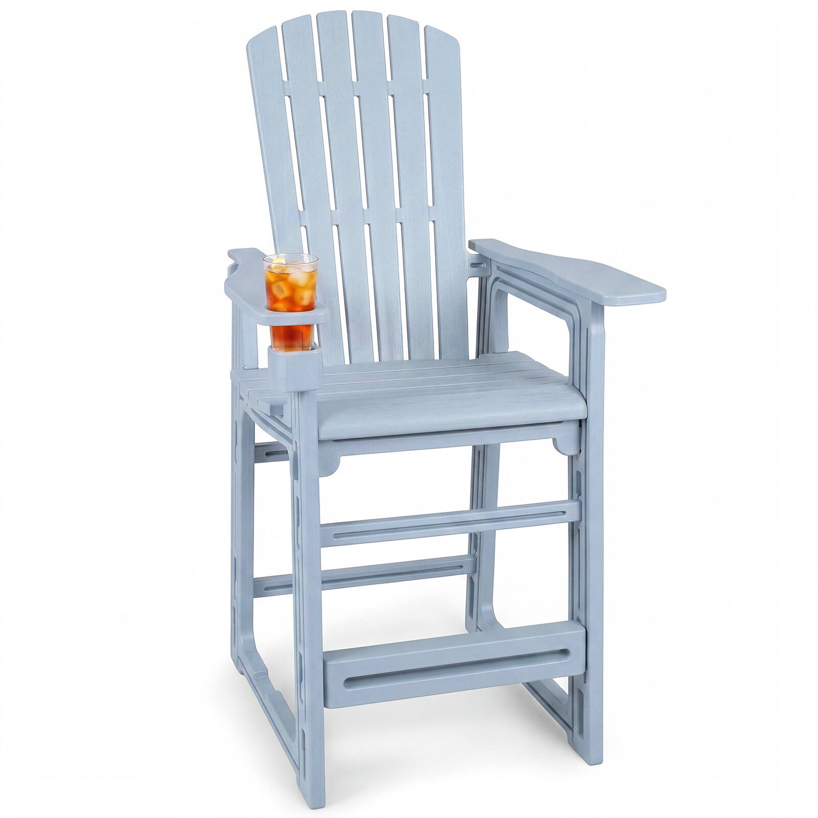 Costway - 1 PCS All-Weather HDPE Tall Adirondack Chair with Backrest Armrests Footrest Cup Holder - Gray price history on PriceWatchPro