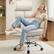 Front. Brick Attic - 500LBS Leather Executive Office Chair, Reclining Swivel Criss Cross Chair with Armrests, High Back and Lumbar Support - Beige.