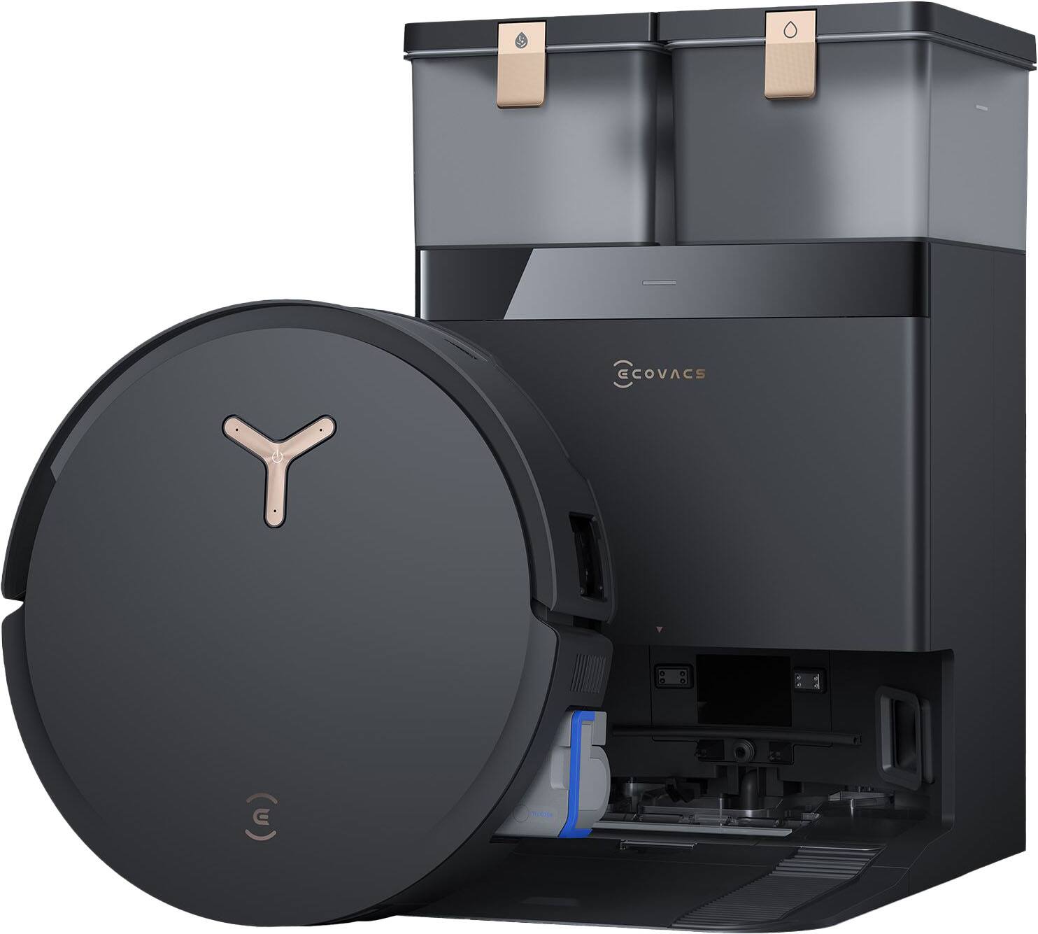 ECOVACS Robotics - X8 PRO OMNI Robot Vacuum and Instant Self-Washing Roller Mop plus Auto-Cleaning Station - Black