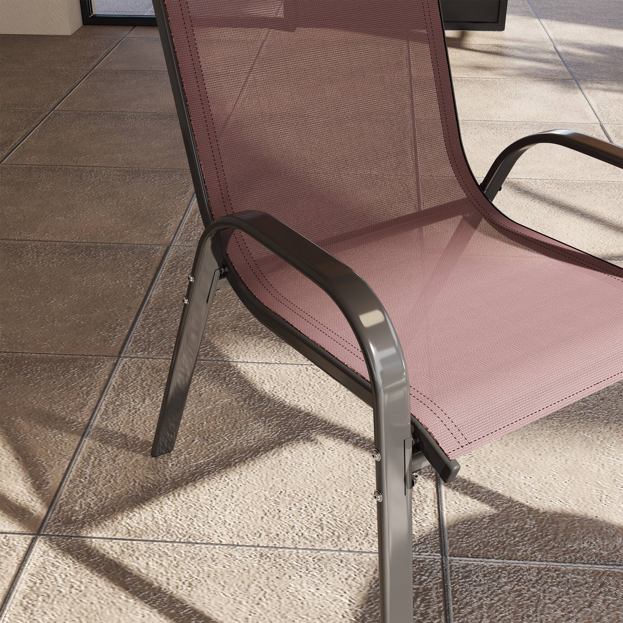 Alt View 7. Outsunny - Outdoor Dining Chairs Set of 4, Stackable Patio Dining Chairs, High Back Outdoor Patio Chairs with Breathable Mesh Seat - Brown.