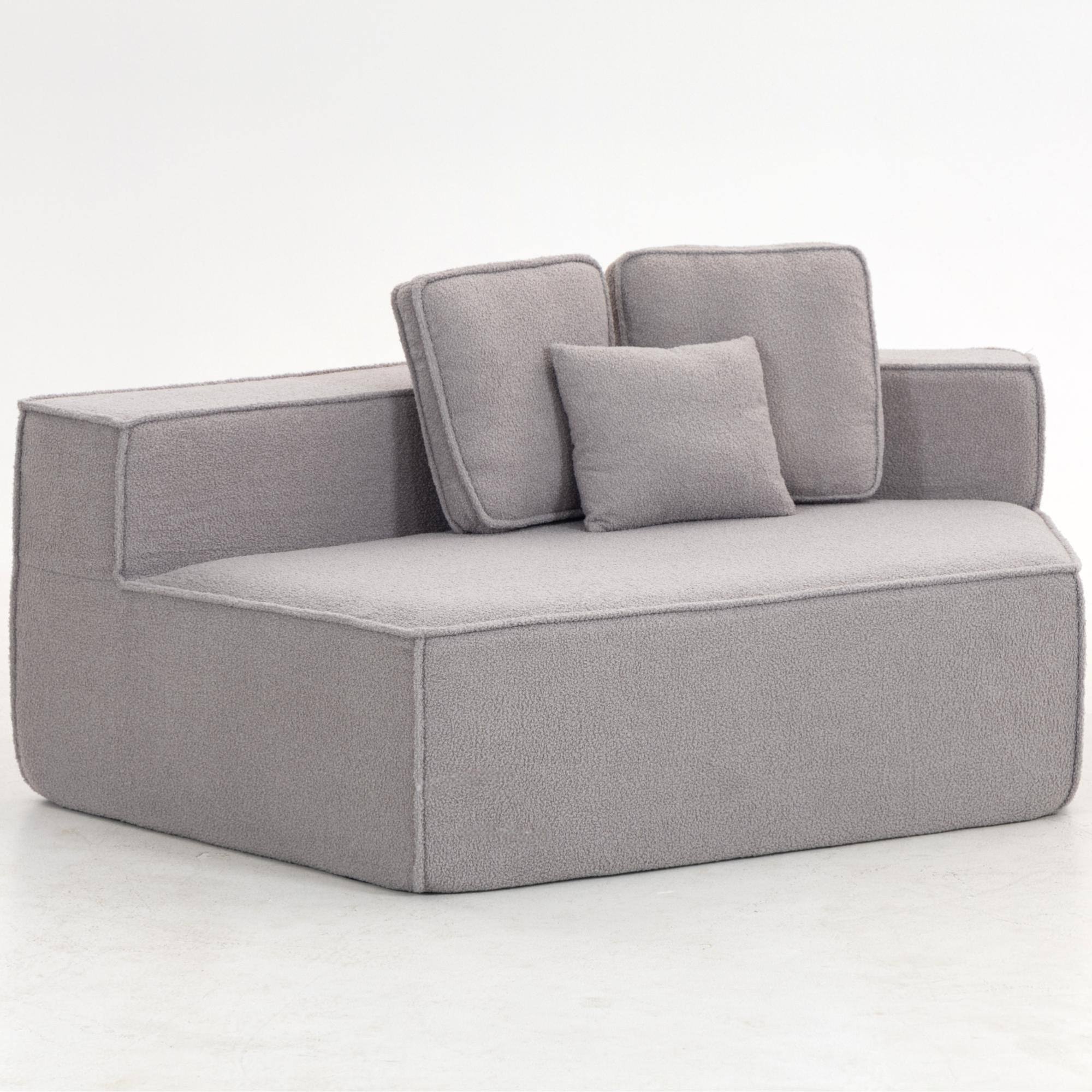 Alt View 6. GOODSILO - Soft Modular Floor Sofa Chair with Wide Seat and Plush Back Cushions, Cozy Lounge Chair for Living Room - Grey.