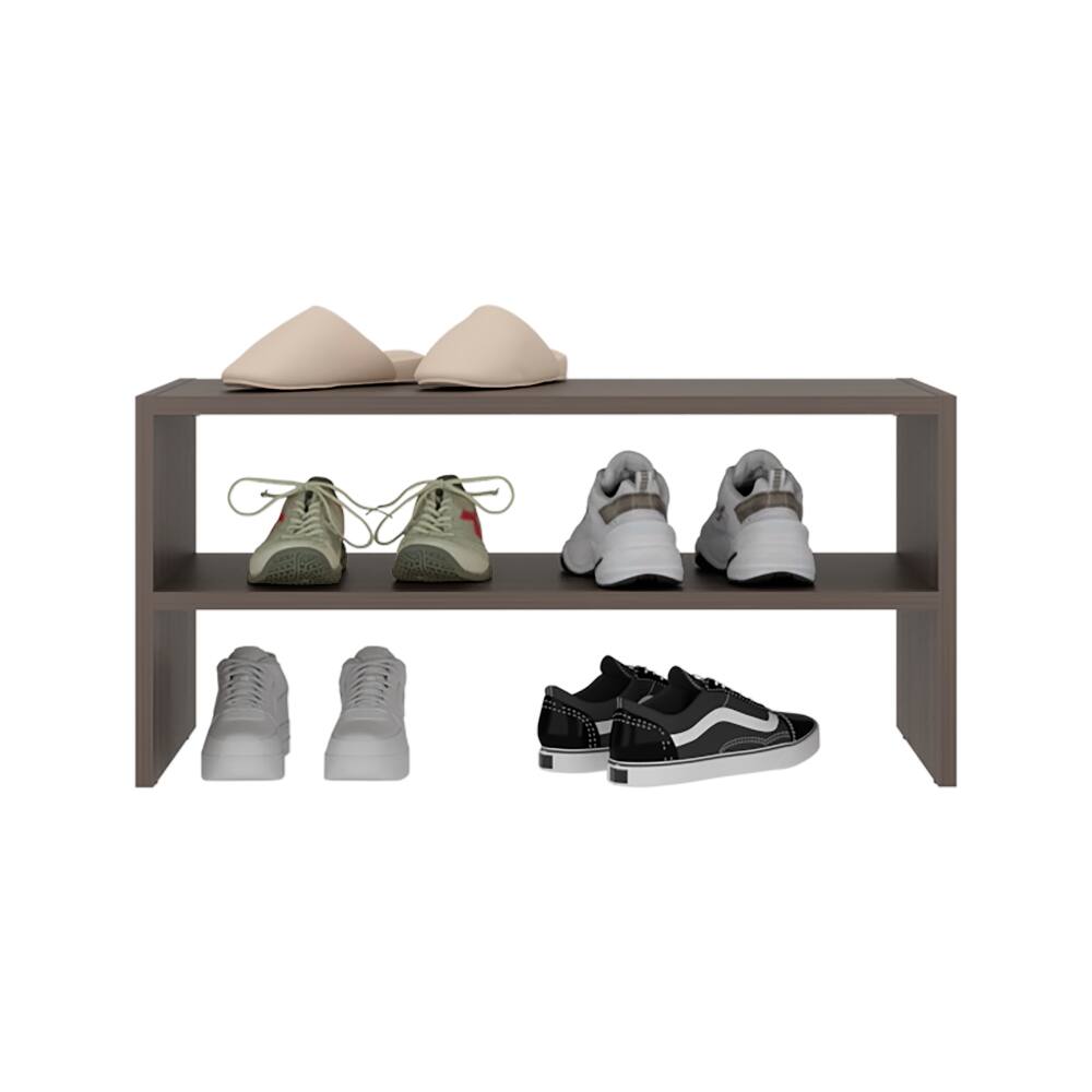 Alt View 3. Loheer - Loheer Compact Modern Shoe Organizer with 3 Doors, Grey Particle Board, 28.3 Inch Wide - Grey.