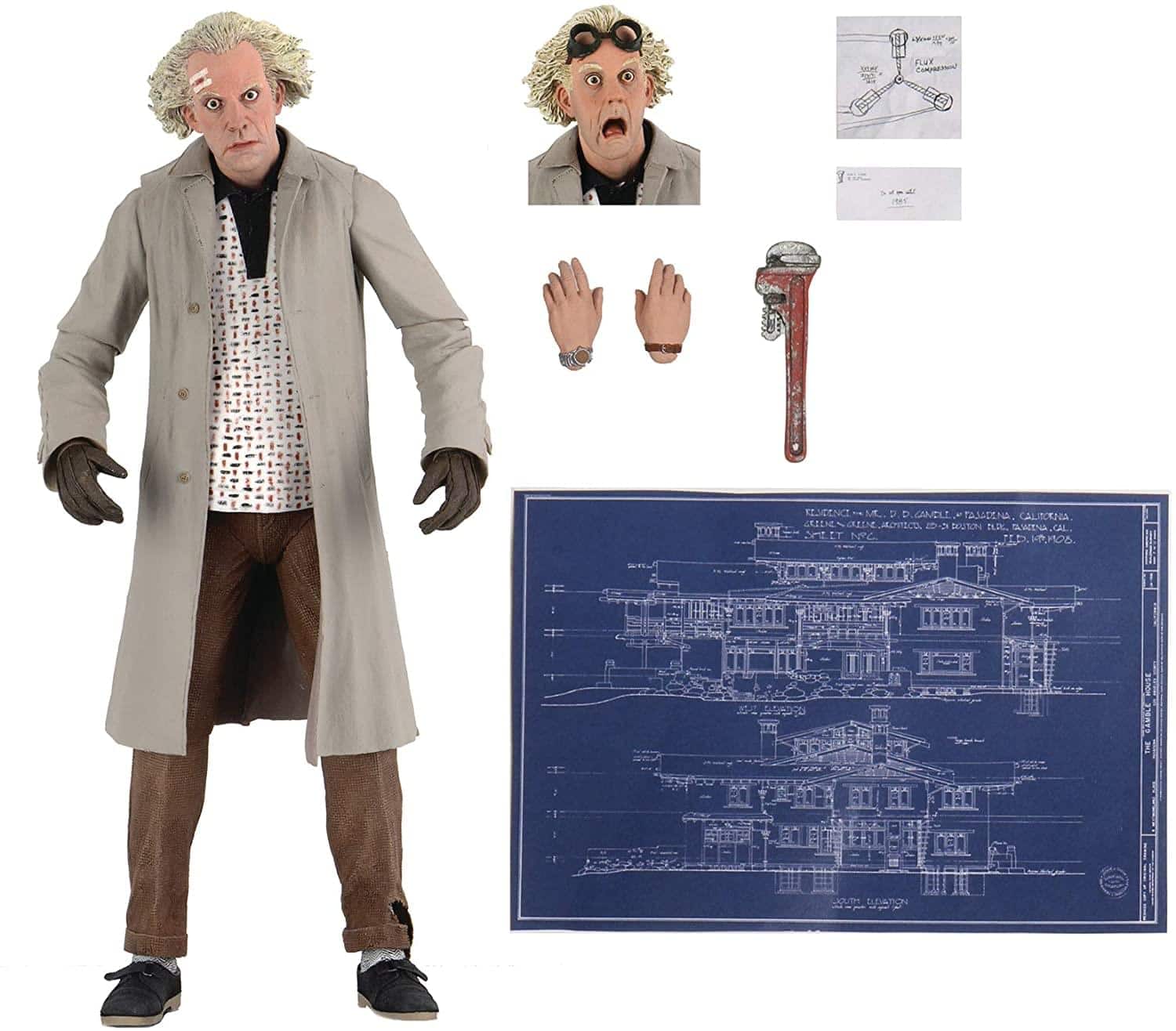 NECA - Back To The Future Doc Brown 7 Inch Action Figure - Gray