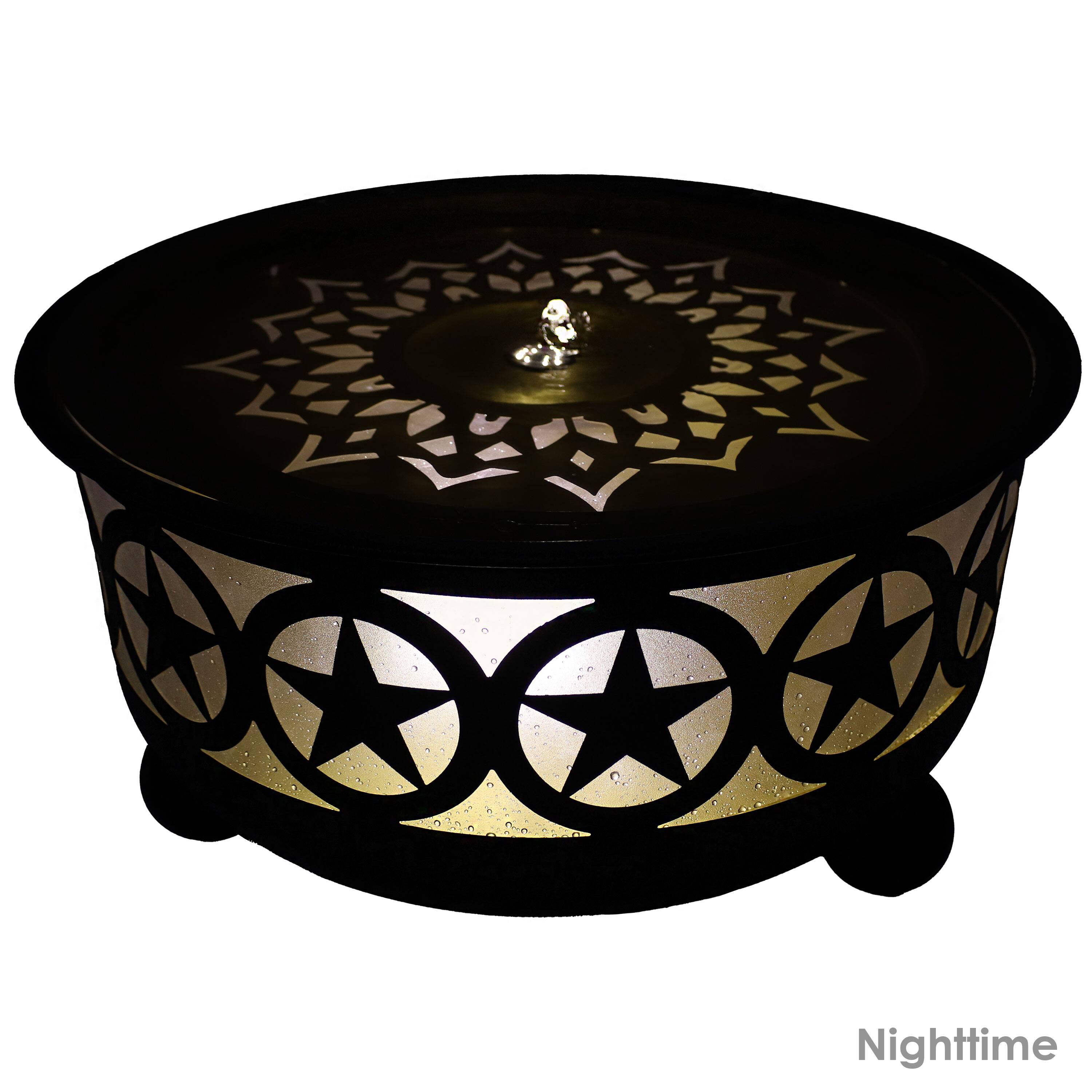 Alt View 5. Sunnydaze - All Star Galvanized Iron Outdoor Bowl Fountain with LED Lights - Gray.