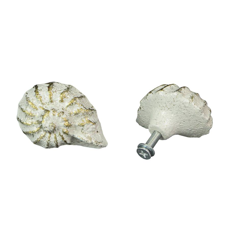 Notulous Shell Zeckos Cast Iron Nautilus Shell Drawer Pull Decorative Cabinet Knob Set ...