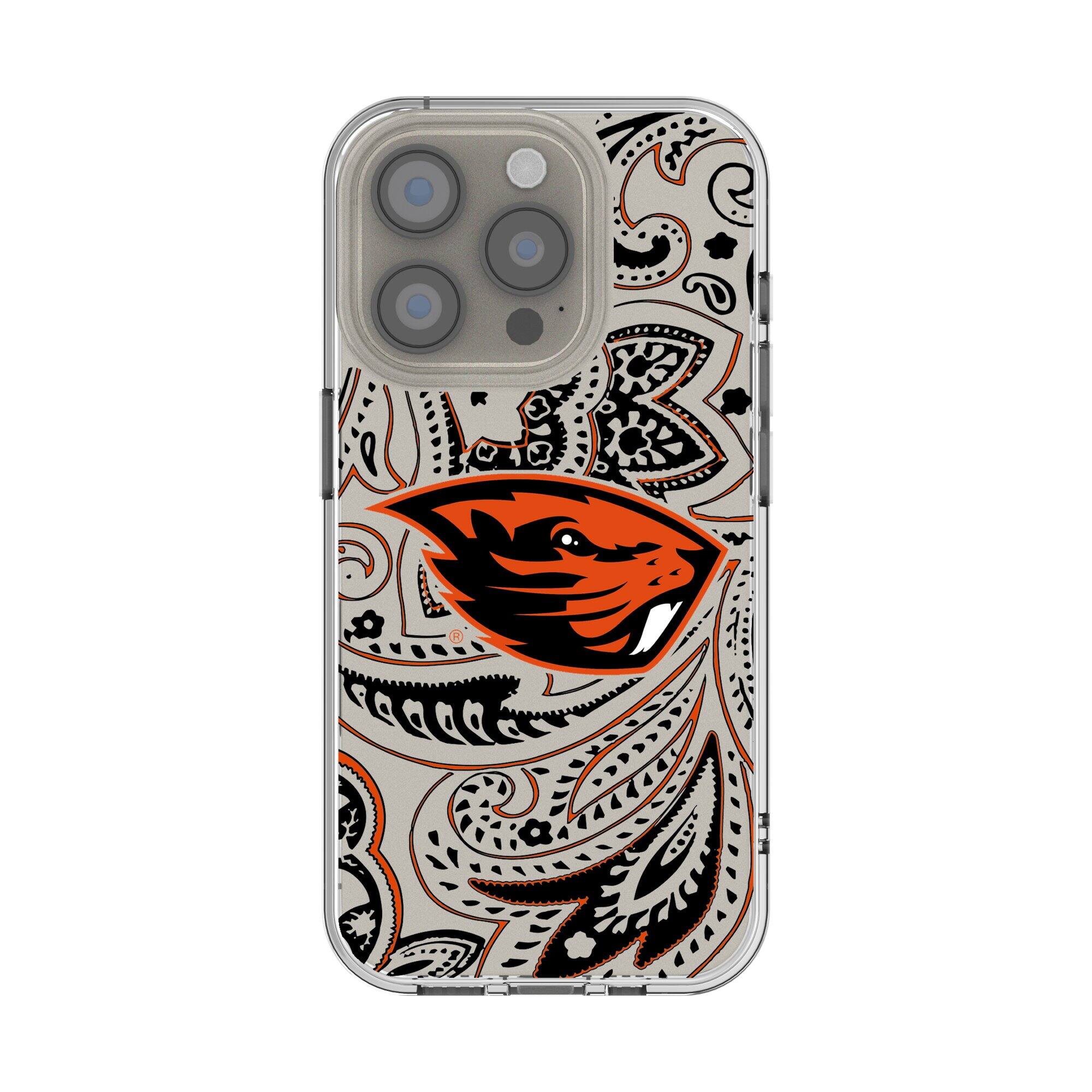 Front. Keyscaper - Oregon State Beavers Paisley iPhone Clear Case - 15 Pro Max - Multicolor.