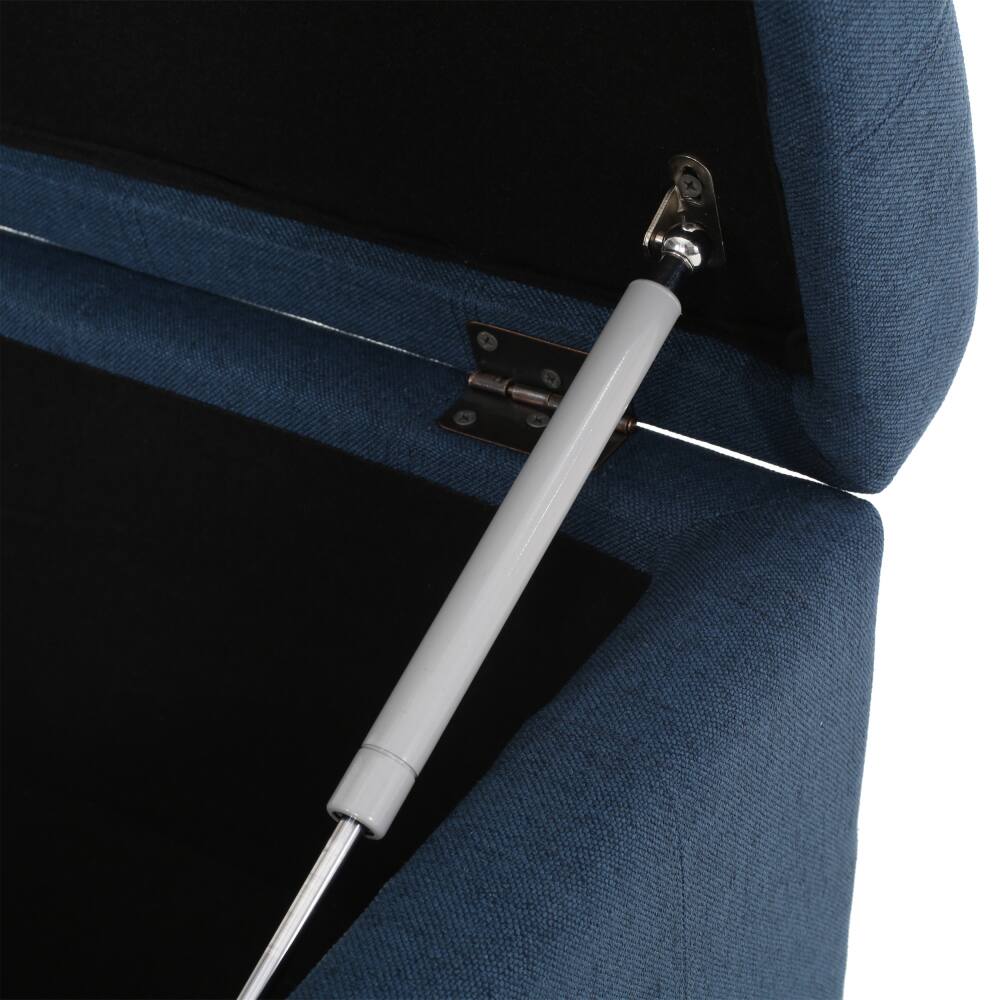 Alt View 4. PDTEND - Modern Navy Blue Upholstered Tufted Fabric Storage Ottoman - Navy Blue.