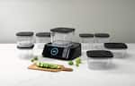 Front. Silo - Deep Vacuum Food Storage System with 10 Containers, Built-In Scale and Alexa - Black.