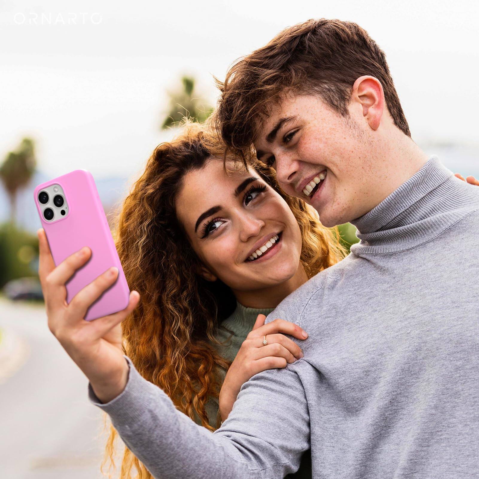 Alt View 5. Ornarto - ORNARTO Compatible with iPhone 15 Pro Max Case 6.7", Slim Liquid Silicone Full Covered Protective Cover-Cherry Blossom - Cherry Blossom.