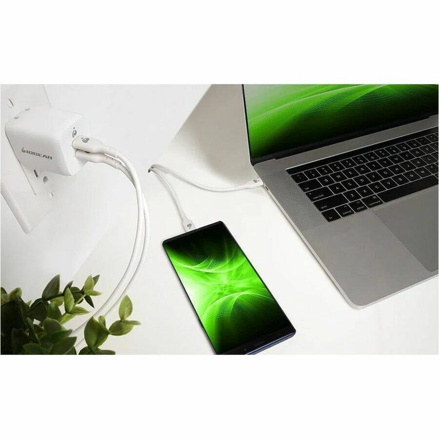 Alt View 4. IOGEAR - IOGEAR GearPower Dual USB-C 65W GaN Charger - 65 W - 6 ft Cable - 20 V DC Output - 3.25 A - 1 - Black.