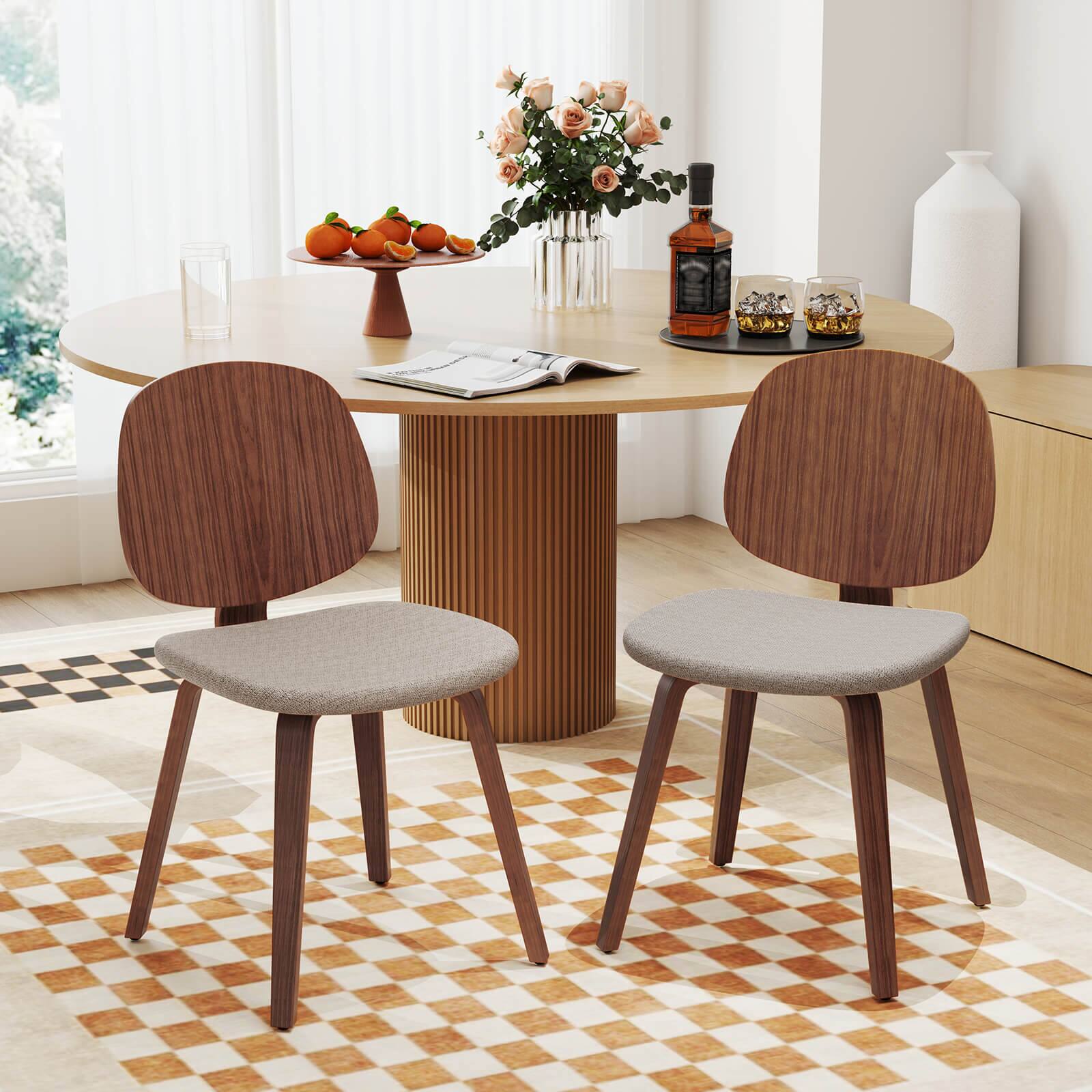 Alt View 4. Costway - Costway Modern Dining Chair Set of 4 Chenille Kitchen Chair Armless Side Dinette Chairs - Walnut.