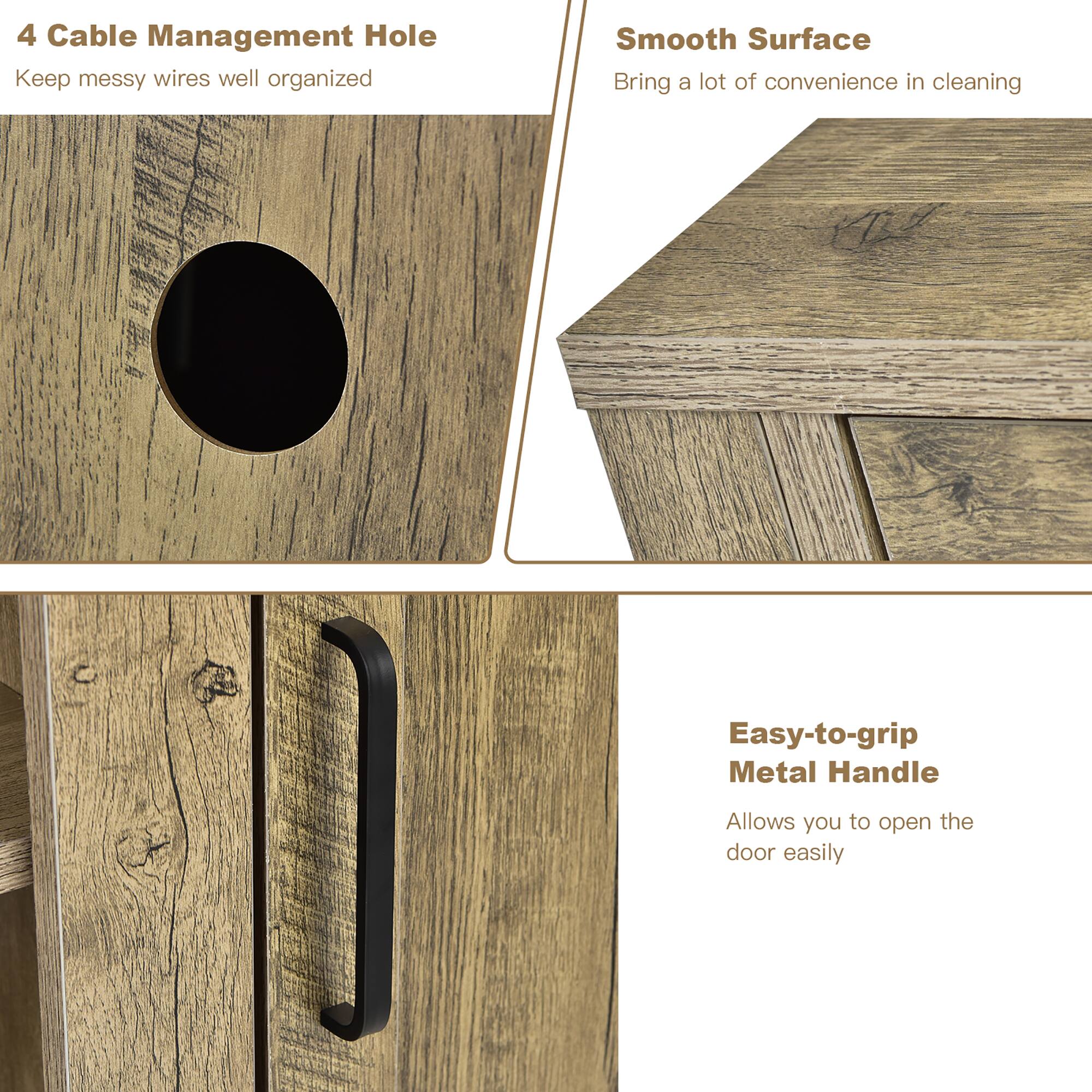 4 Cable Management Hole - Keep messy wires well organized

Smooth Surface - Bring a lot of convenience in cleaning

Easy-to-grip Metal Handle - Allows you to open the door easily