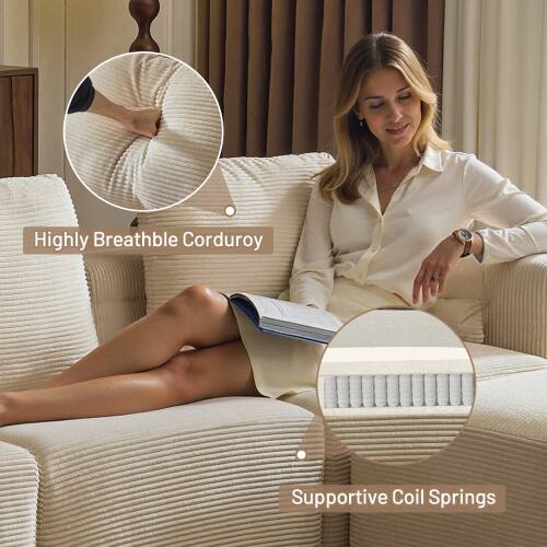 Highly Breathable Corduroy  
Supportive Coil Springs