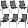 Front. Gymax - Gymax 6PCS Outdoor PE Wicker Stacking Dining Chairs Patio Arm Chairs Mix Brown - Mix Brown.