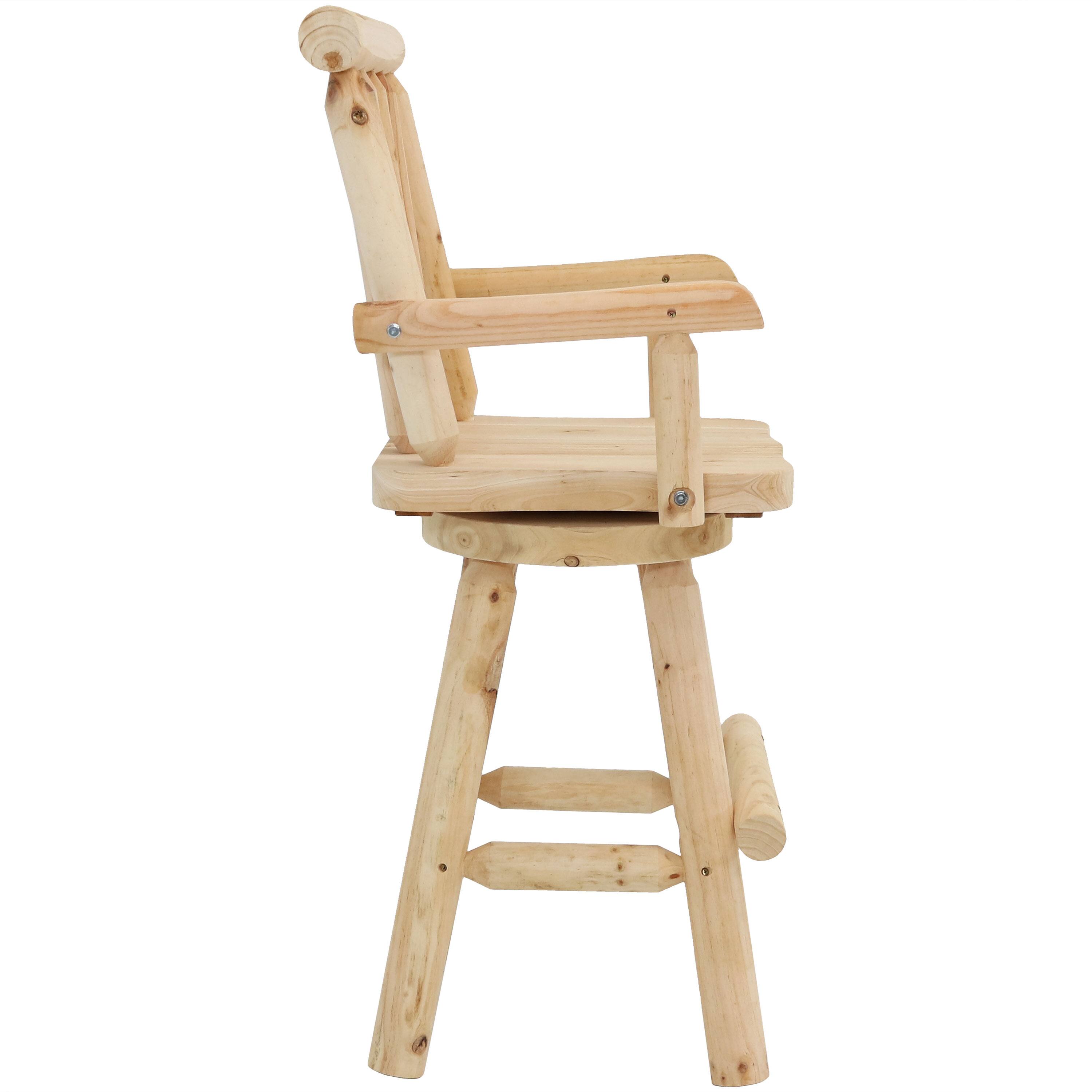 Alt View 8. Sunnydaze - Rustic Log Style Unfinished Fir Wood Indoor Bar Stool - Set of 2 - Light Brown.