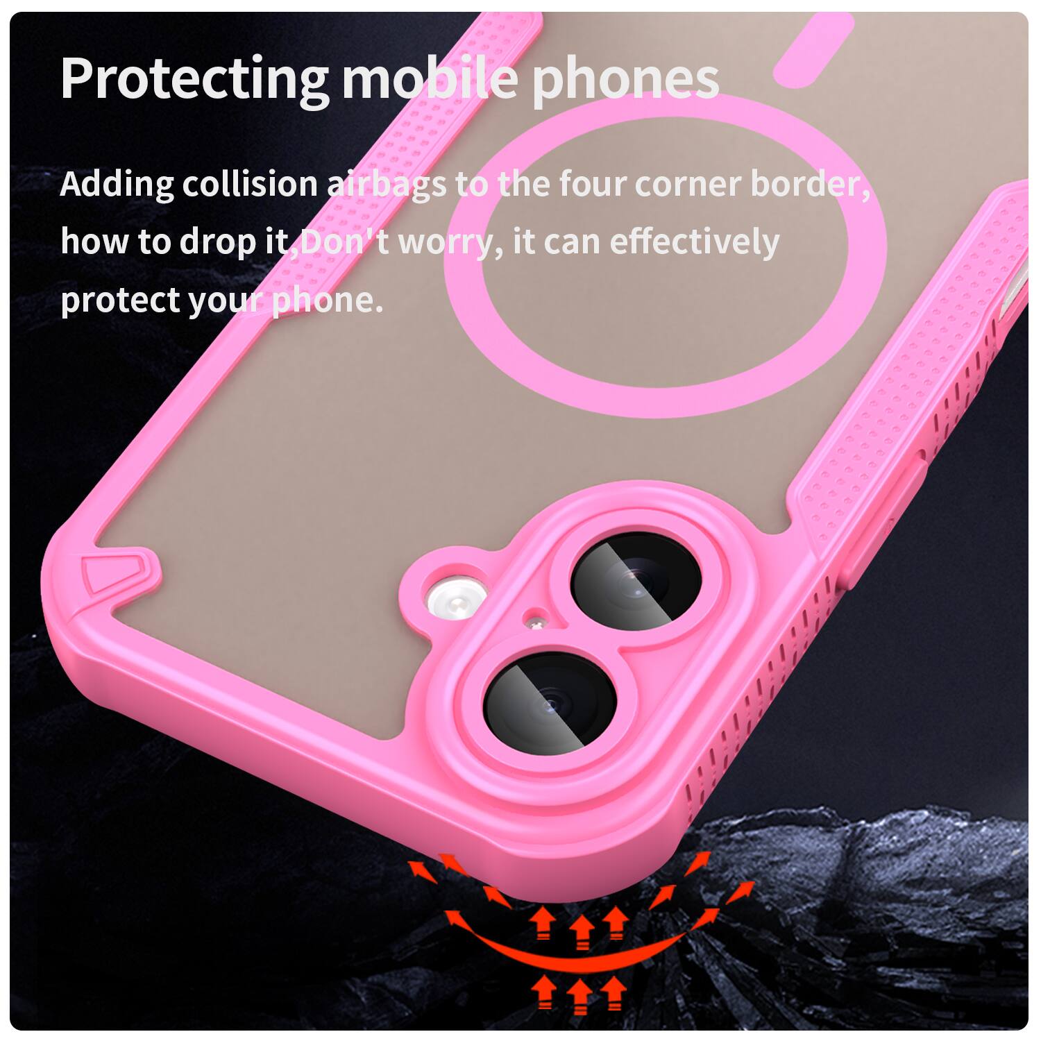 Protecting mobile phones

Adding collision airbags to the four corner border, how to drop it, Don't worry, it can effectively protect your phone.