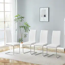Loheer - Modern High Back Dining Chairs Set of 4 with Chrome Legs 1.8x1.4x3.3ft - White