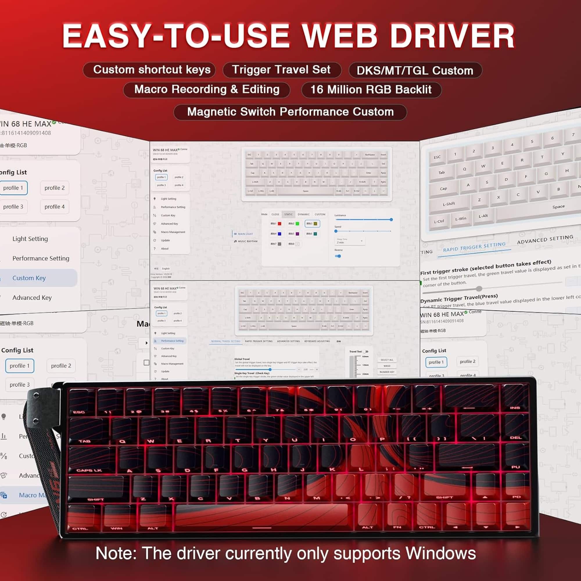 AULA WIN68 HE 68 Key Wired Hall Effect Magnetic Switch Gaming