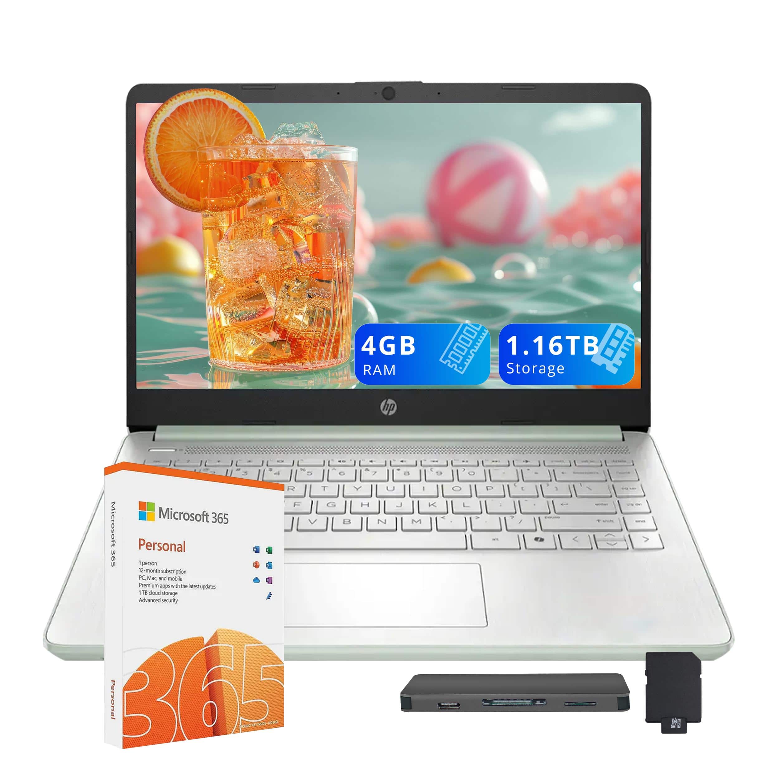 HP - Stream 14" HD Laptop,Intel N150,4GB RAM,128GB UFS+1TB Dock Station,Intel Graphics,1 Year Office 365,Win 11s - Green