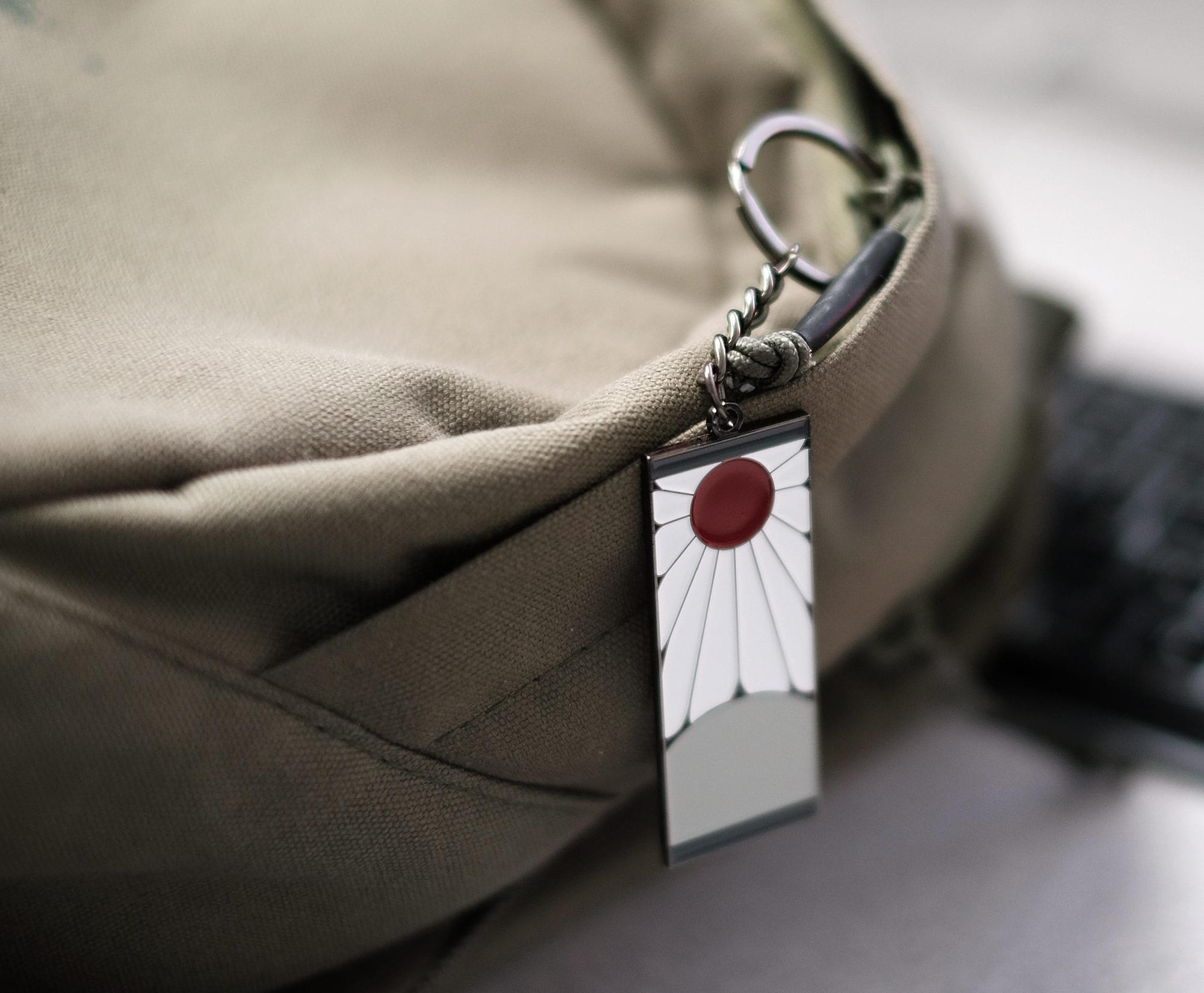 Alt View 3. Surreal Entertainment - Demon Slayer Tanjiro Kamado Hanafuda Metal Pendant Keychain - Silver.