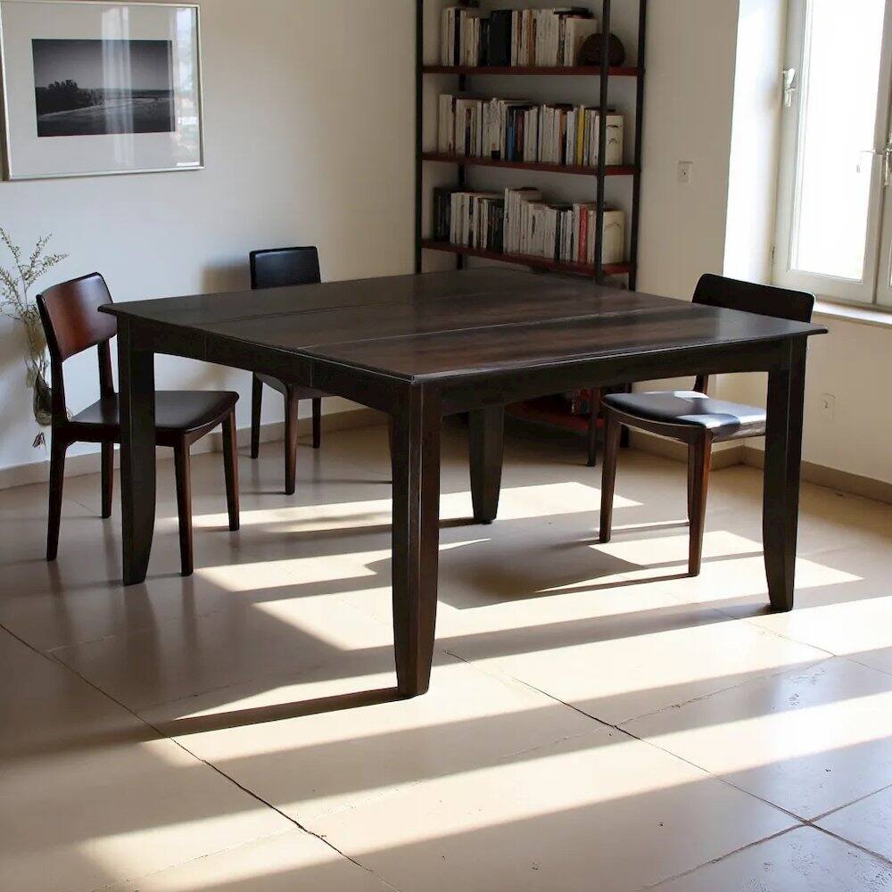 Left. FurniFact - Elegant Expandable Dining Table – Solid Wood Round Dining Table for 6 - Cappuccino.