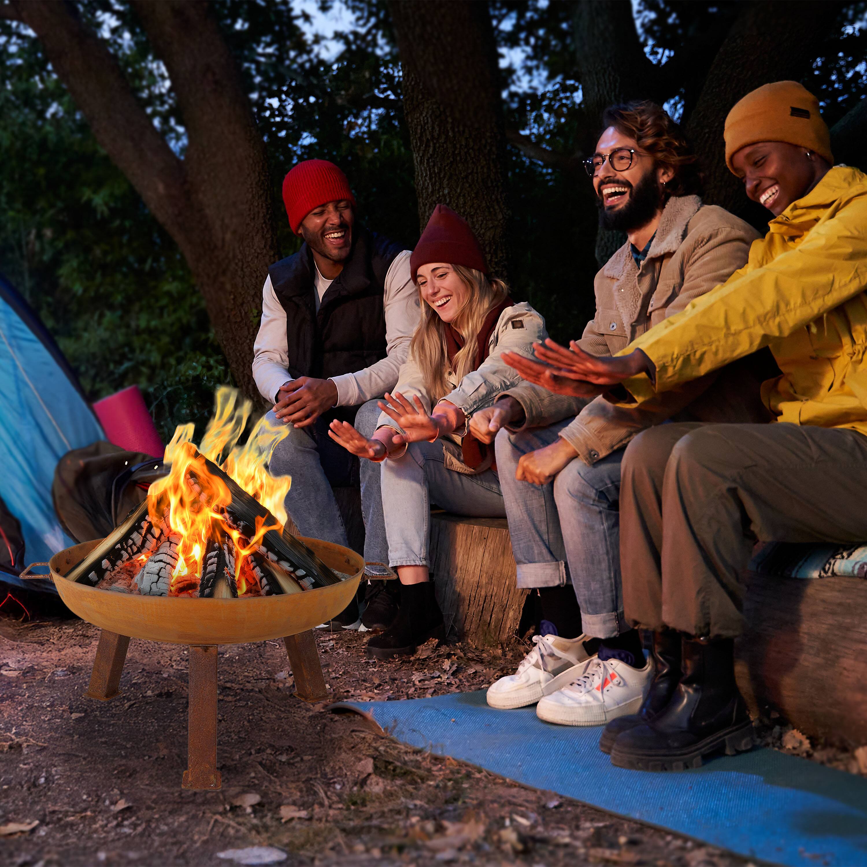 Alt View 10. Sunnydaze - 24 in Small Rustic Cast Iron Fire Pit Bowl with Stand - Rust.